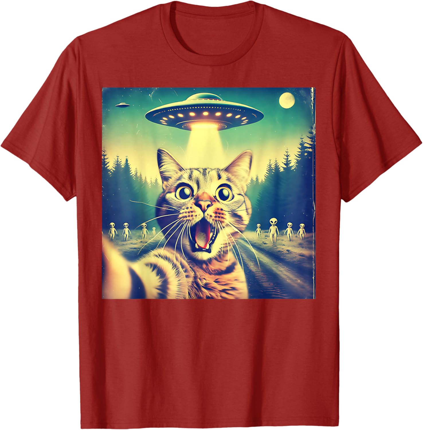 Funny Cat Selfie with Alien UFO Cute T-Shirt for Cat Lovers of All Ages - 7