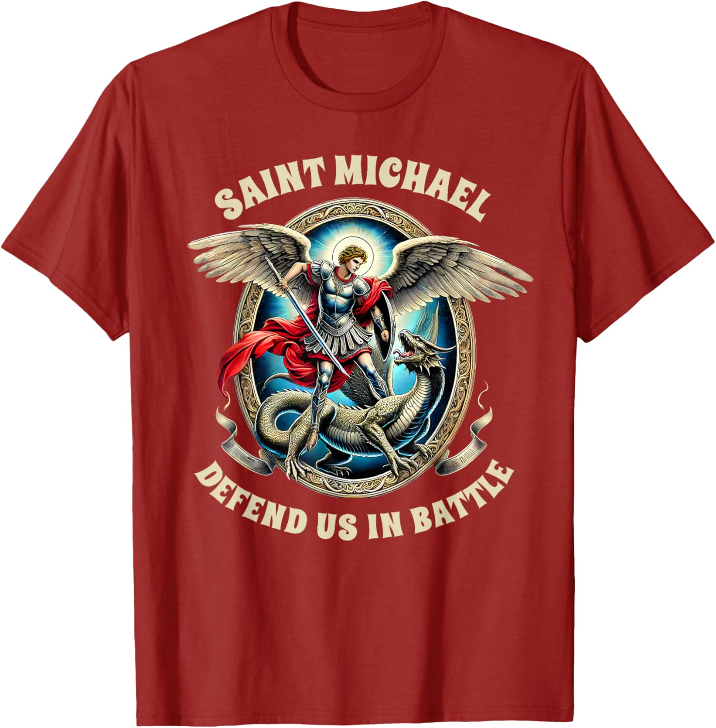 St. Michael Catholic Faith T-Shirt Pray For Us Defend Us In Battle - 8