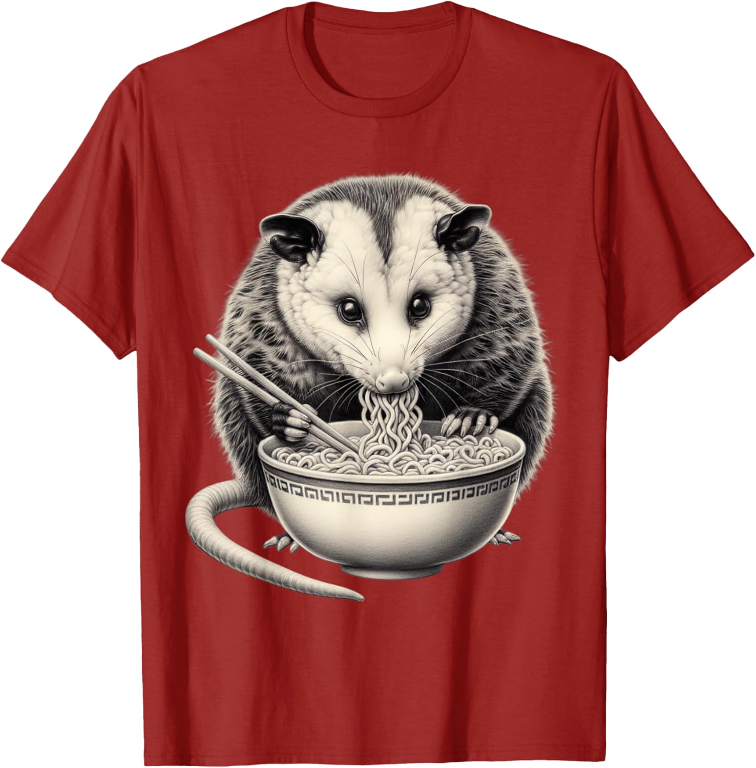 Opossum Eating Ramen Bowl T-Shirt Perfect for Food Lovers and Animal Fans - 9