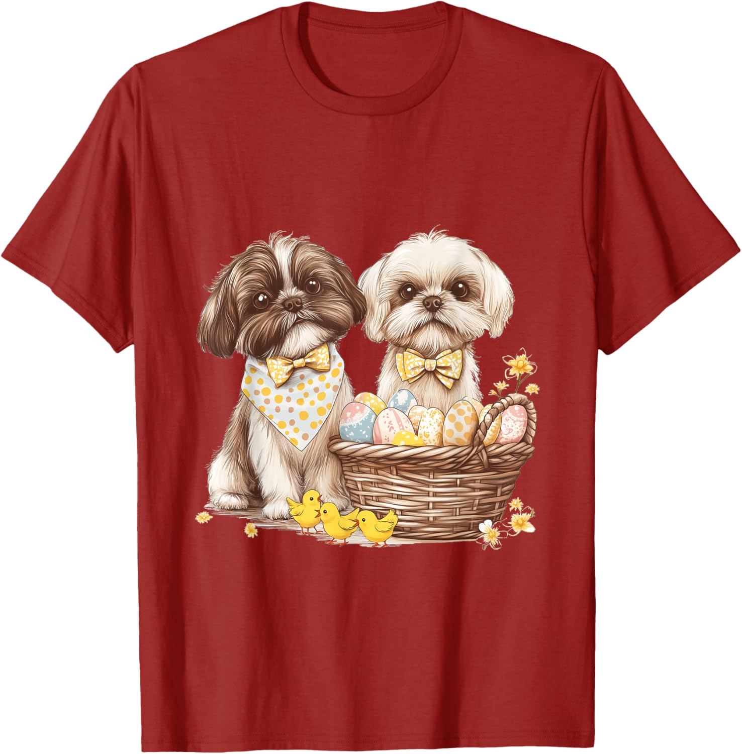 Happy Easter Shih Tzu Dog T-Shirt with Eggs and Chicks for Fun Celebrations - 25