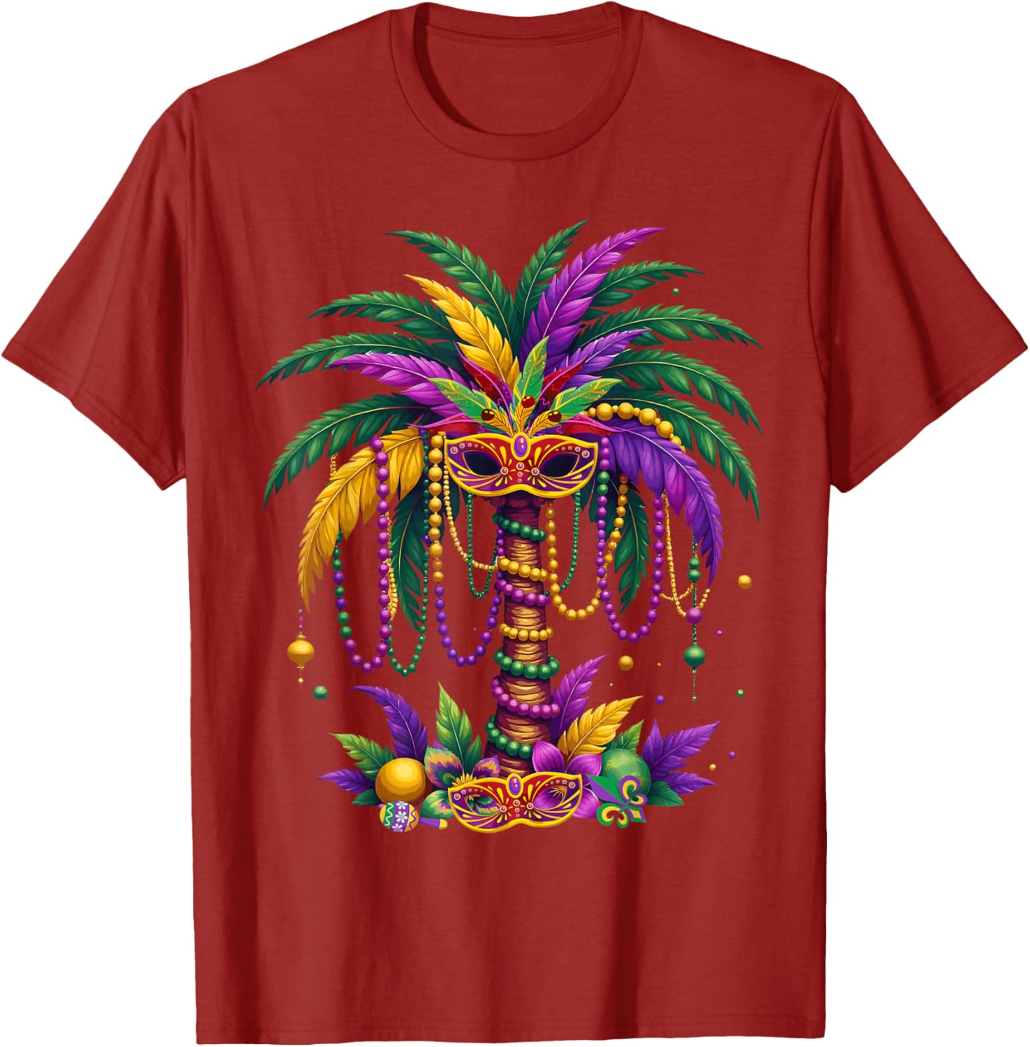 Funny Palm Tree and Beads T-Shirt for Mardi Gras Tropical Parties - 27