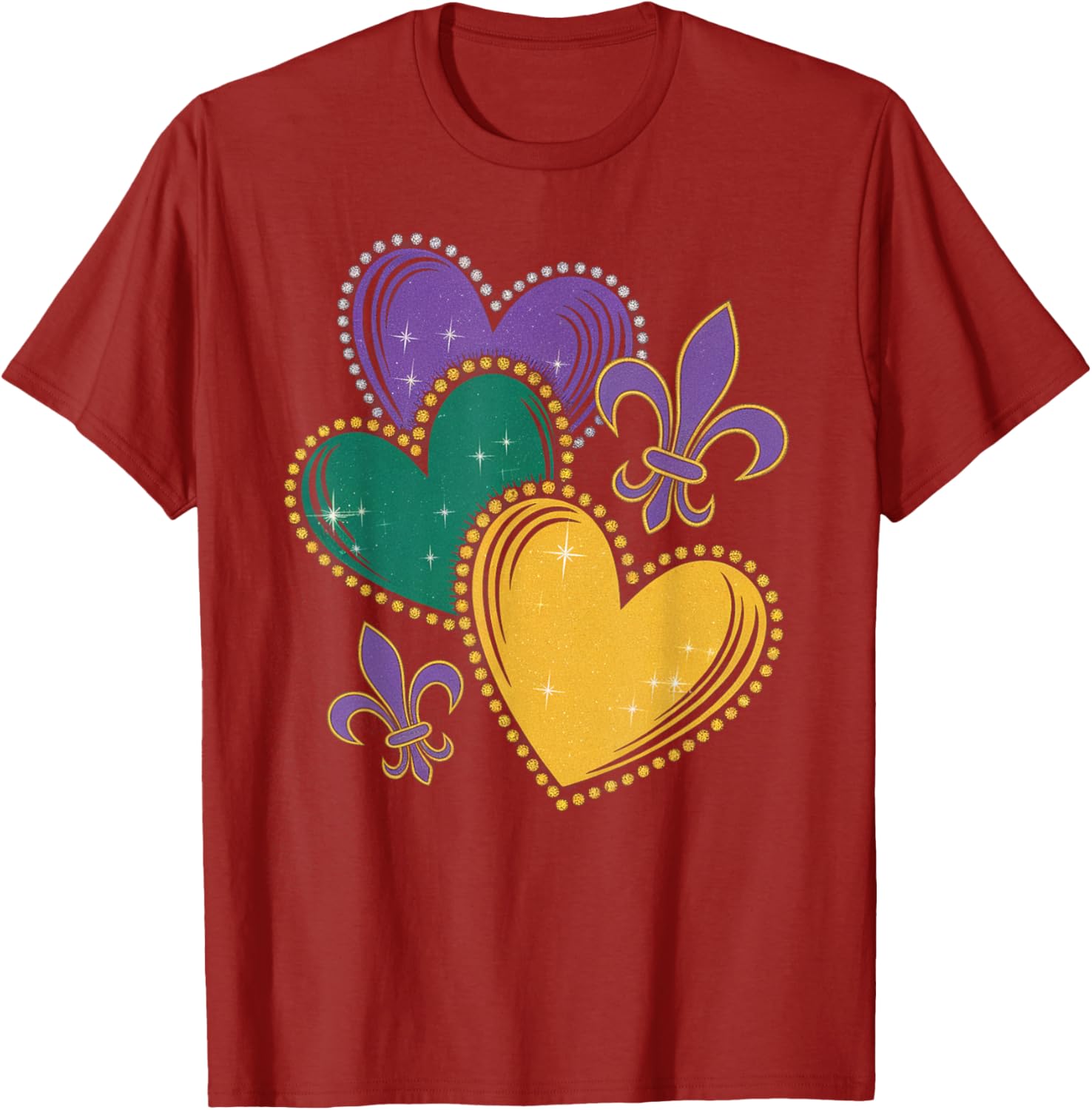 Mardi Gras Hearts T-Shirt for Women Girls and Kids - Fun Festive Apparel - 8