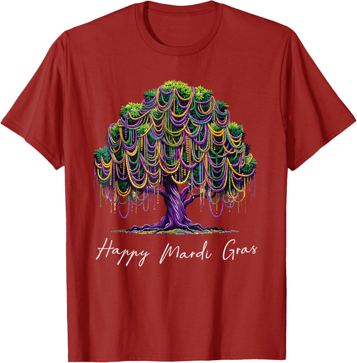 Mardi Gras Tree Beads T-Shirt for Men, Women, and Kids – Fat Tuesday Fun - 16