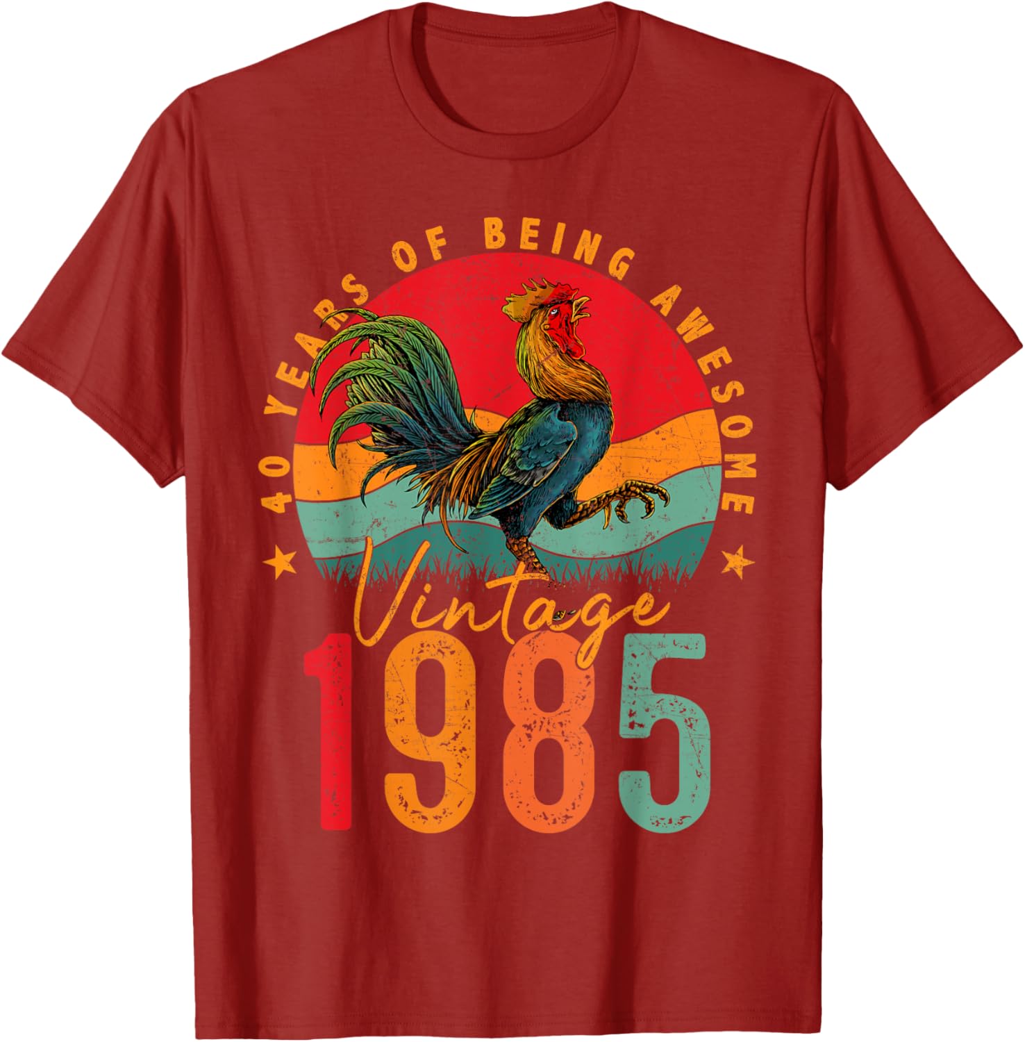 Vintage 1985 Chicken 40th Birthday Mens T-Shirt for 40 Year Old Gifts - 18