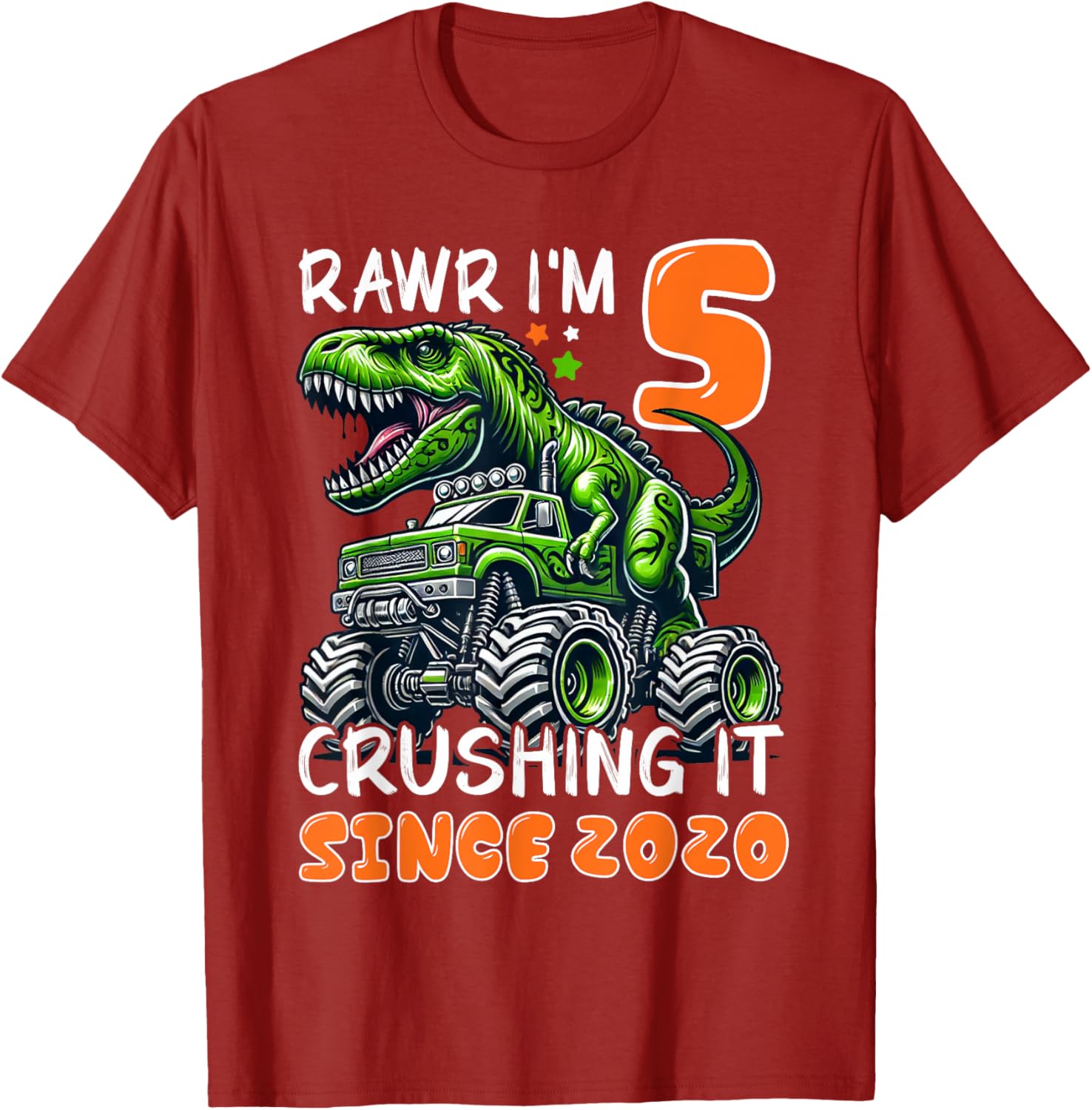 5th Birthday Monster Truck Dinosaur T-Shirt for Boys Rawr I'm 5 Fun! - 19
