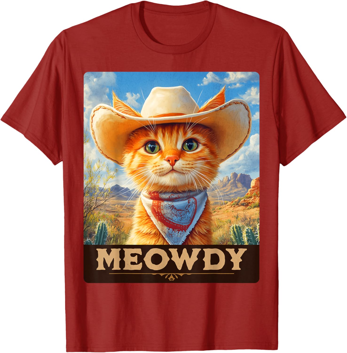 Meowdy Cowboy Cat T-Shirt for Wild West Lovers - Fun Pet Apparel - 6