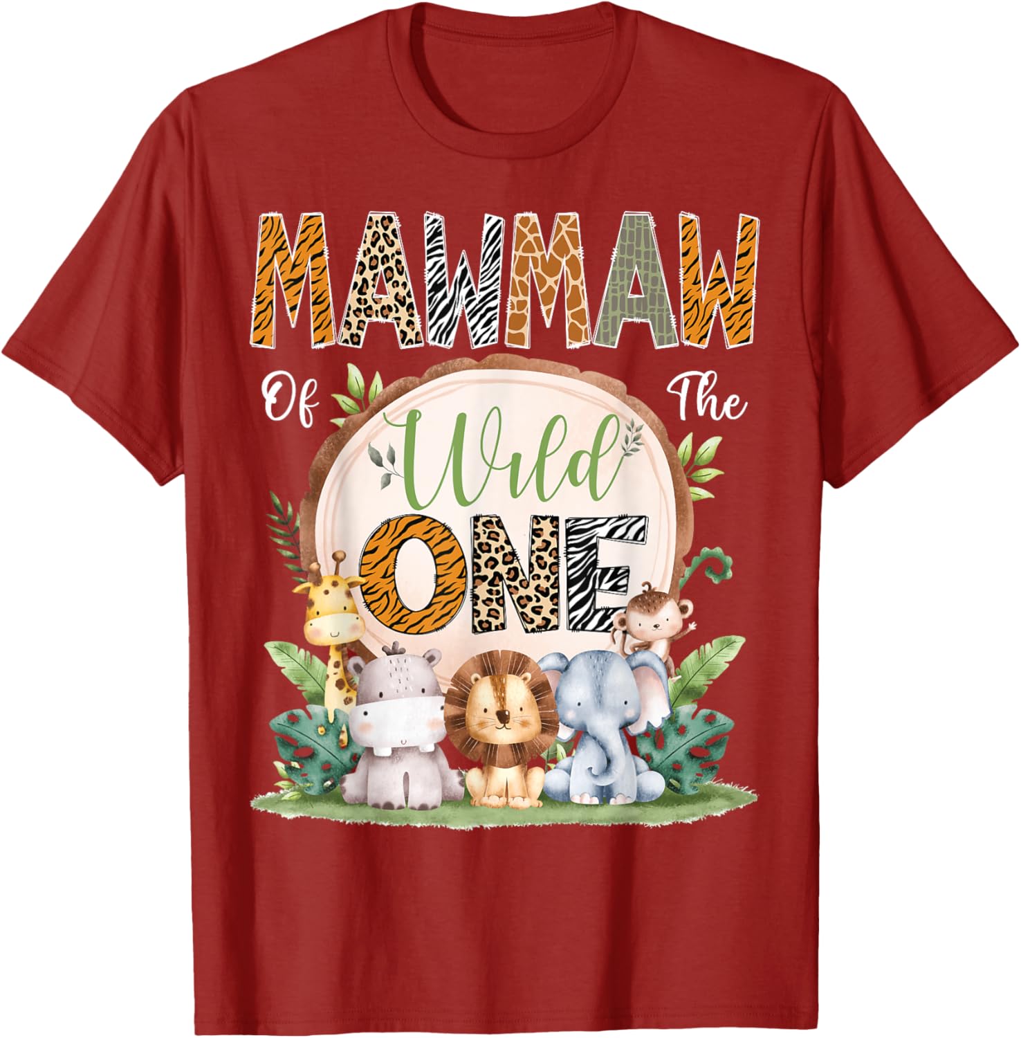 Mawmaw Of The Wild One 1st Birthday Safari Jungle T-Shirt for Kids - 8
