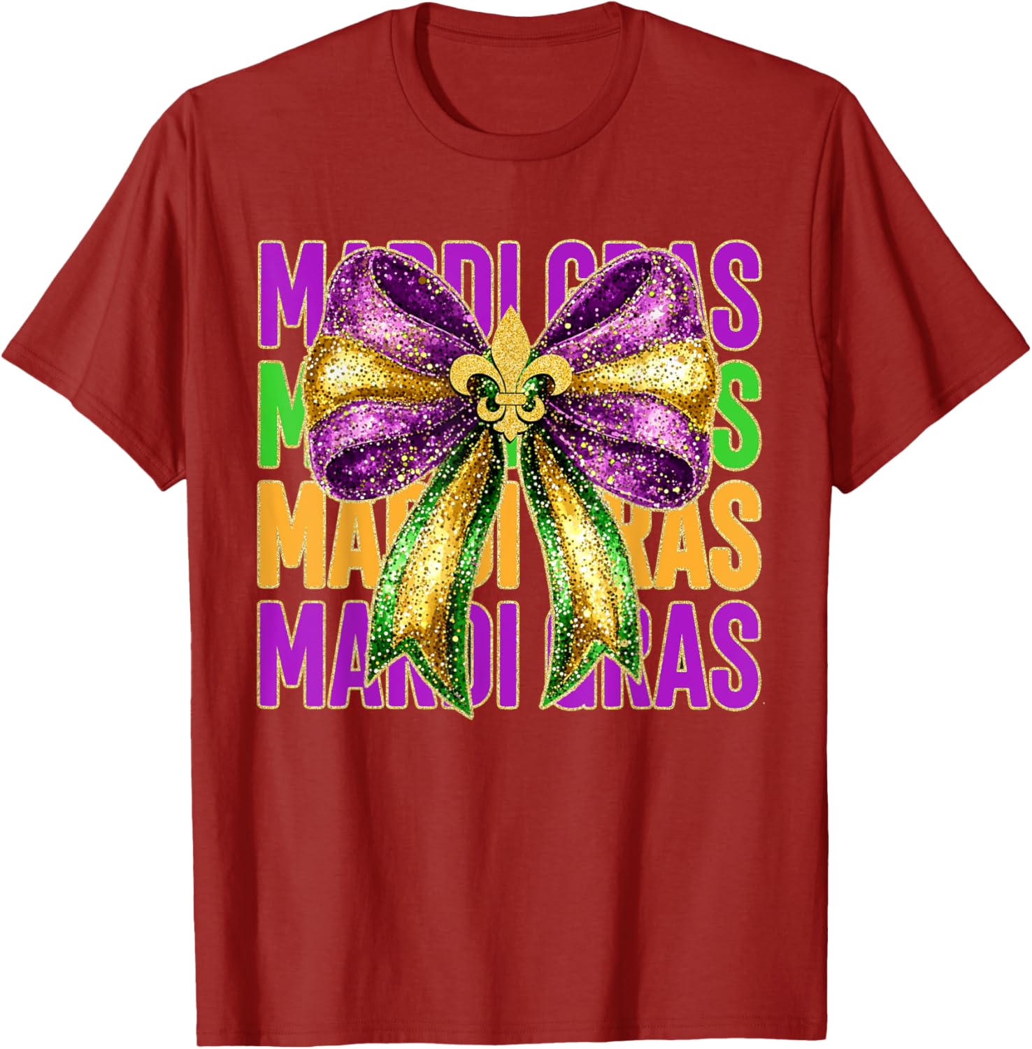 Mardi Gras Coquette Bow Women's T-Shirt for Fat Tuesday Celebrations - 1