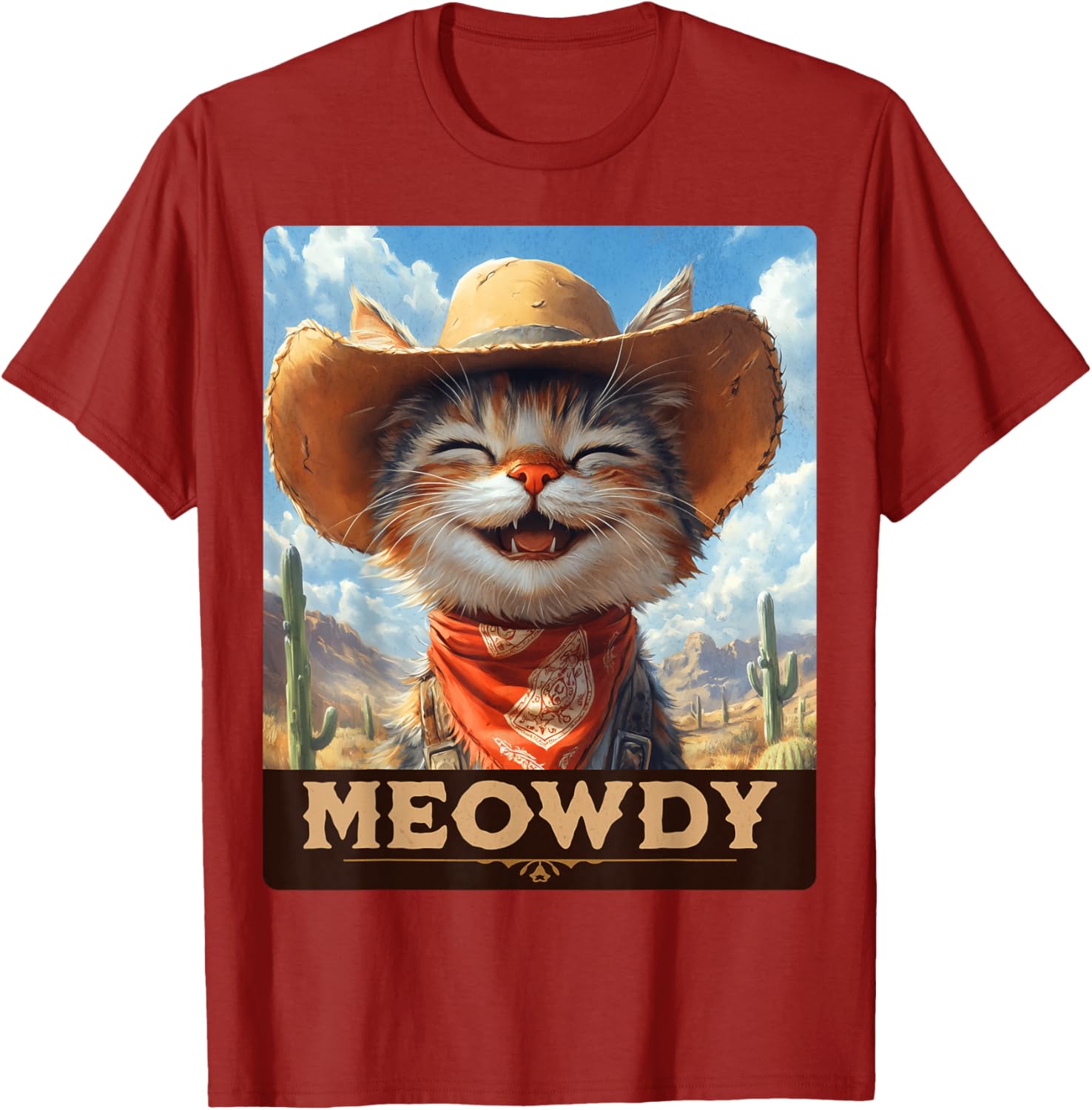 Meowdy Cowboy Cat T-Shirt - Wild West Feline Fun for Cat Lovers - 10