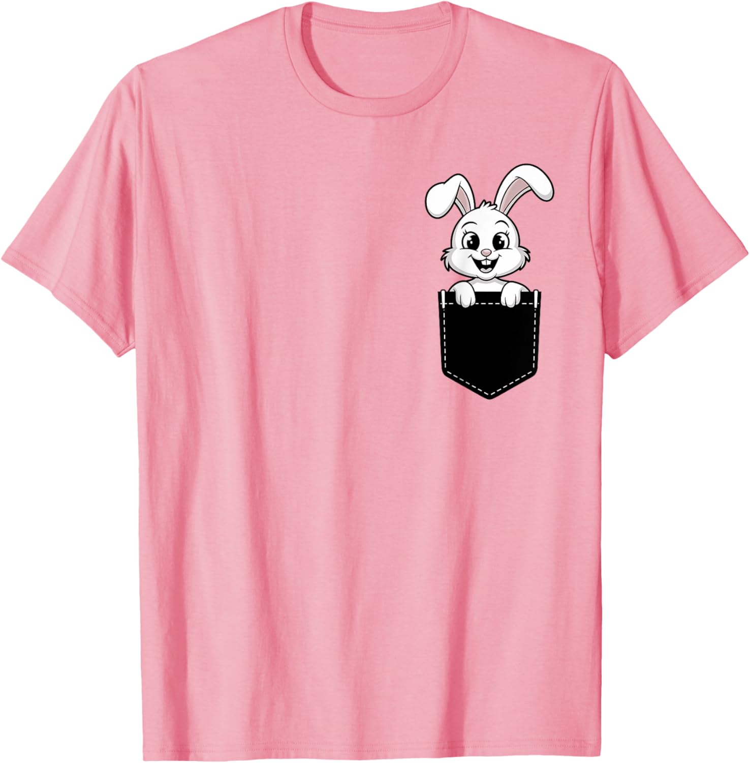Cute Funny Rabbit in Pocket T-Shirt for Men and Women - Animal Lovers Design - 26
