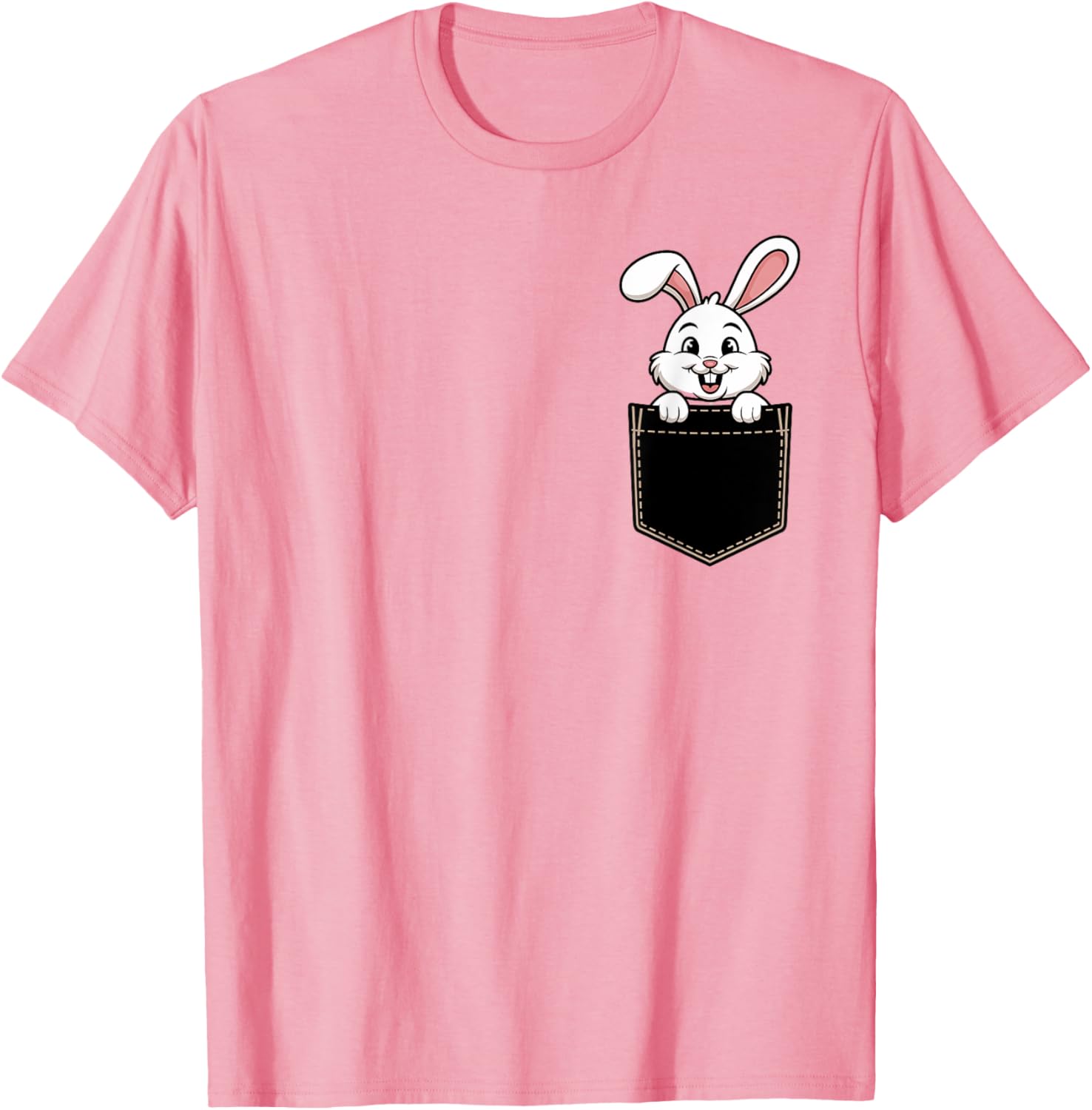 Cute Funny Rabbit Pocket T-Shirt for Men and Women - Adorable Animal Tee - 8
