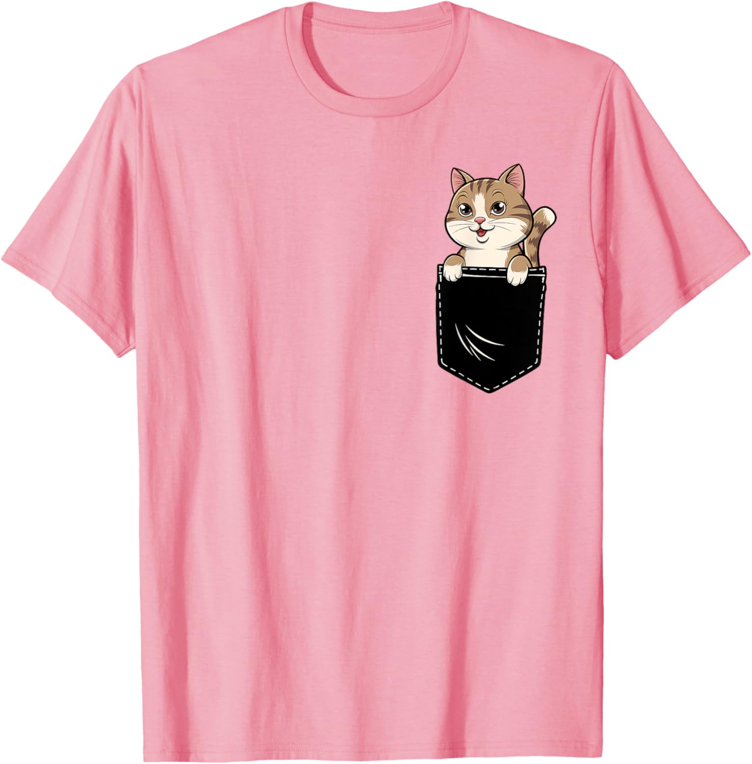 Cute Funny Cat Pocket T-Shirt for Men and Women - Adorable Animal Design - 29