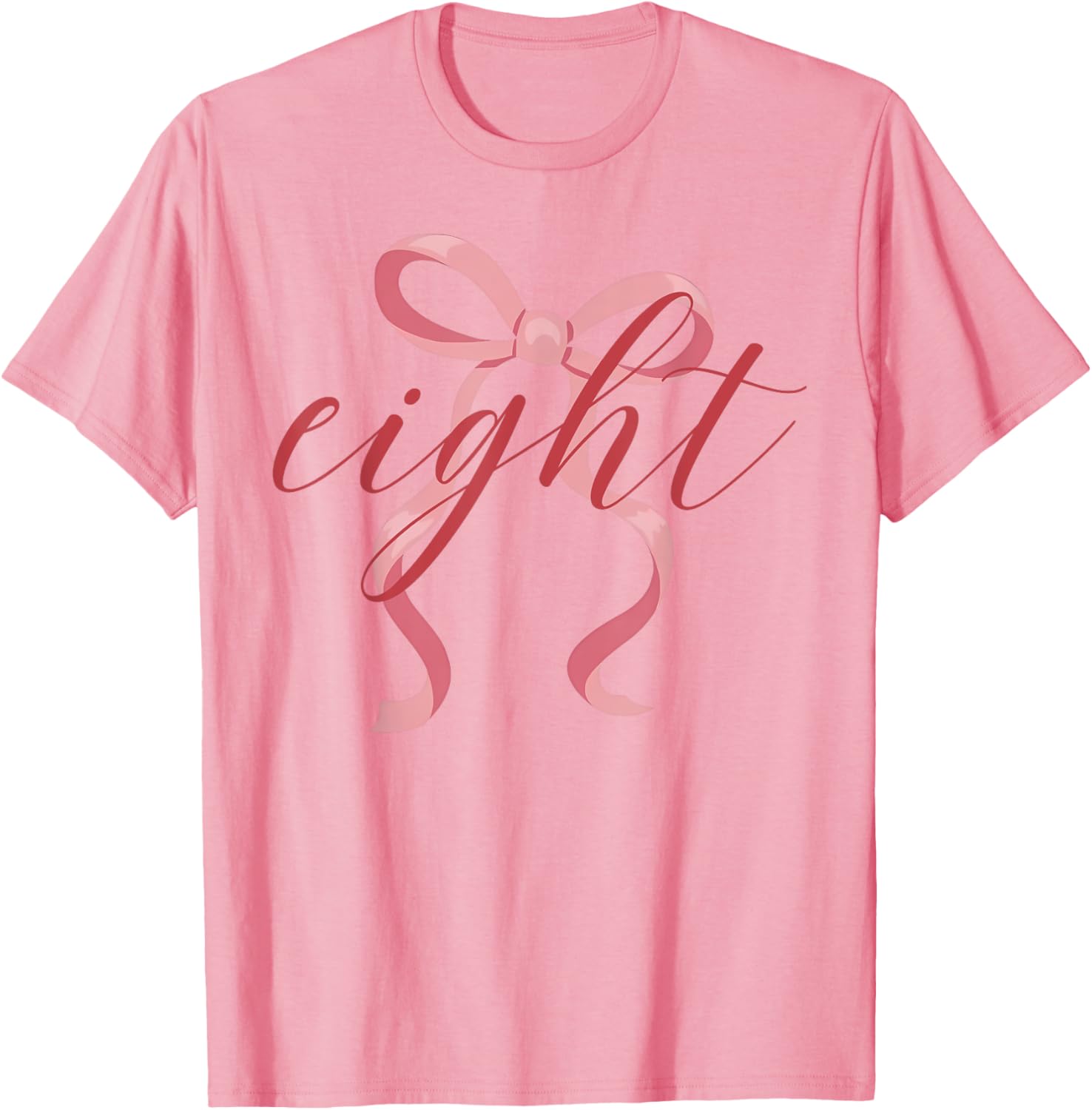 Pink Coquette Bow T-Shirt for 8 Year Old Girl's Birthday Celebration - 9