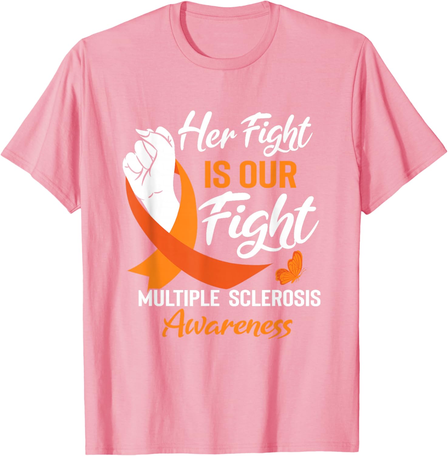 MS Multiple Sclerosis Awareness Orange Ribbon T-Shirt for Supporters - 23