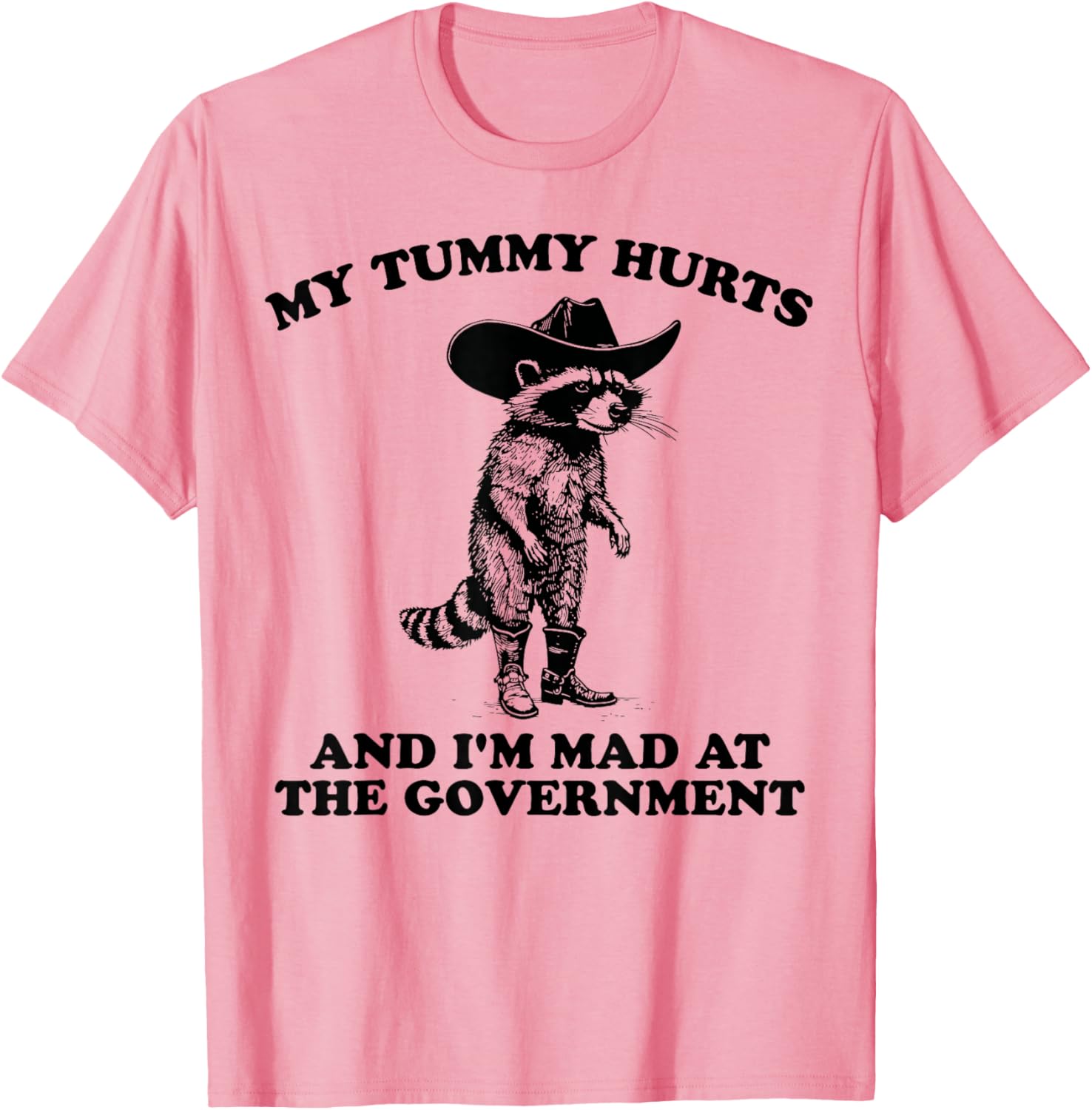 Funny Cowboy Raccoon T-Shirt for Kids Who Are Mad and Have Tummy Aches - 15