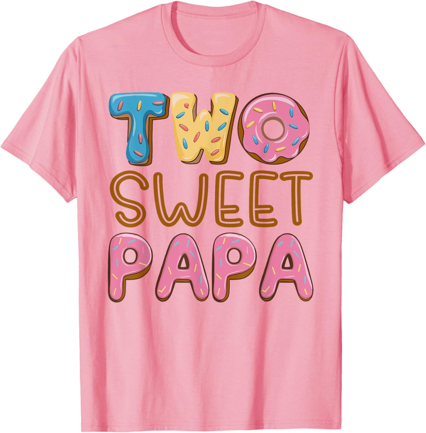 Papa of Two Sweet Donuts Birthday T-Shirt for Dad - Cute Party Wear - 7