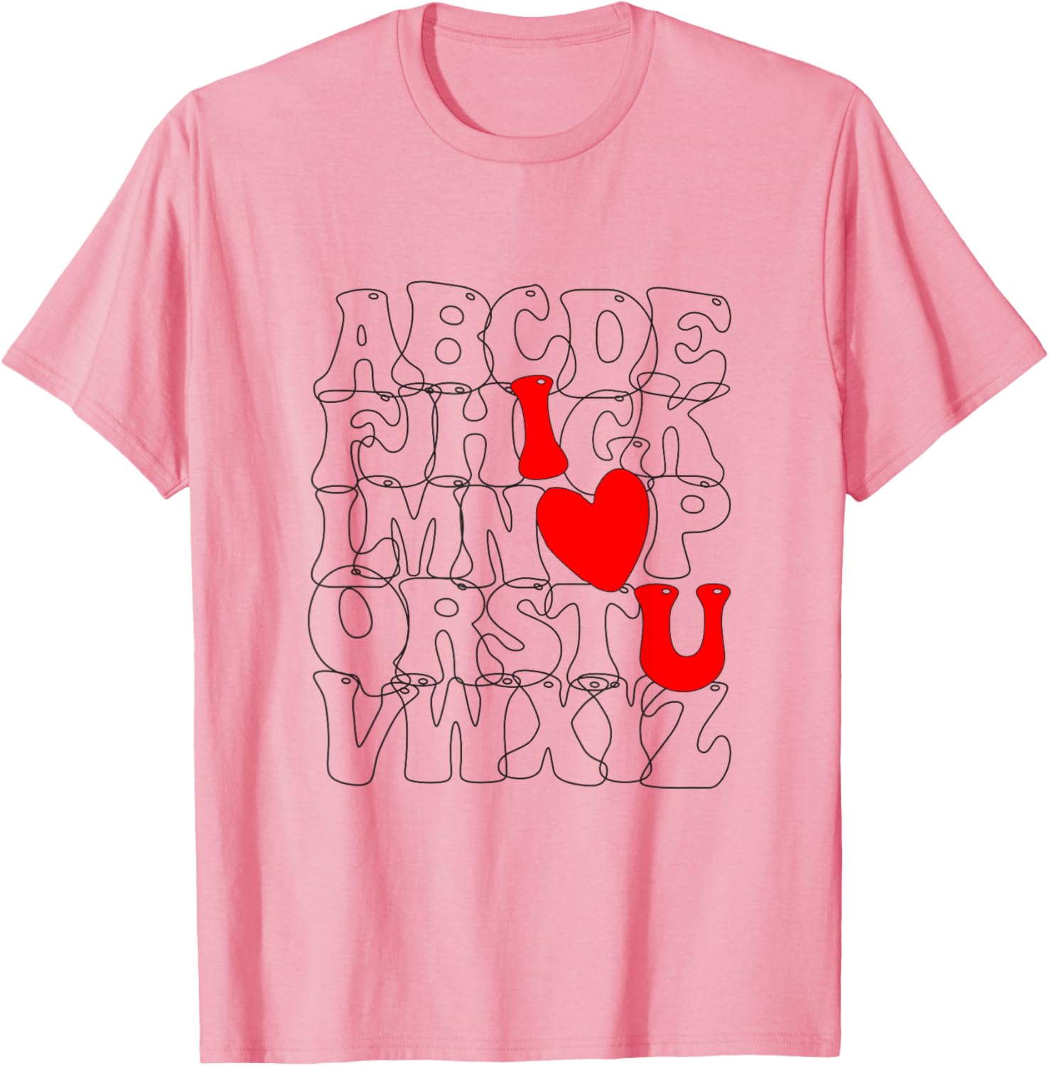Cute Alphabet ABC I Love You Heart T-Shirt for Valentine's Day Fun - 9