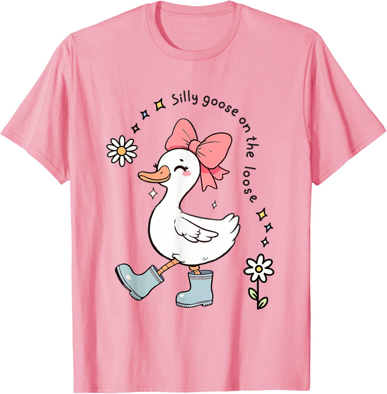 Funny Silly Goose On The Loose Kids T-Shirt for Girls - Adorable Design - 14