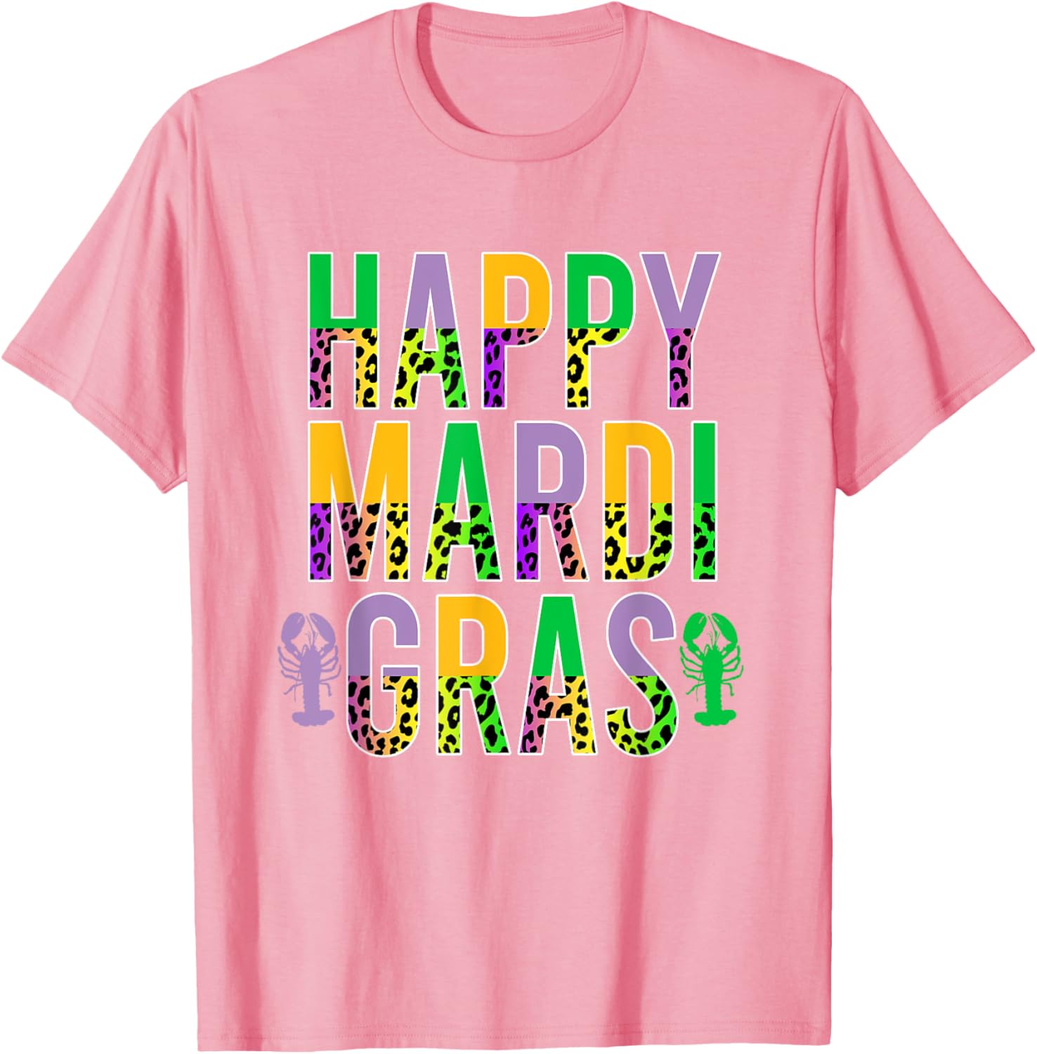 Happy Mardi Gras Leopard Print Crawfish T-Shirt for Men Women Kids - 7