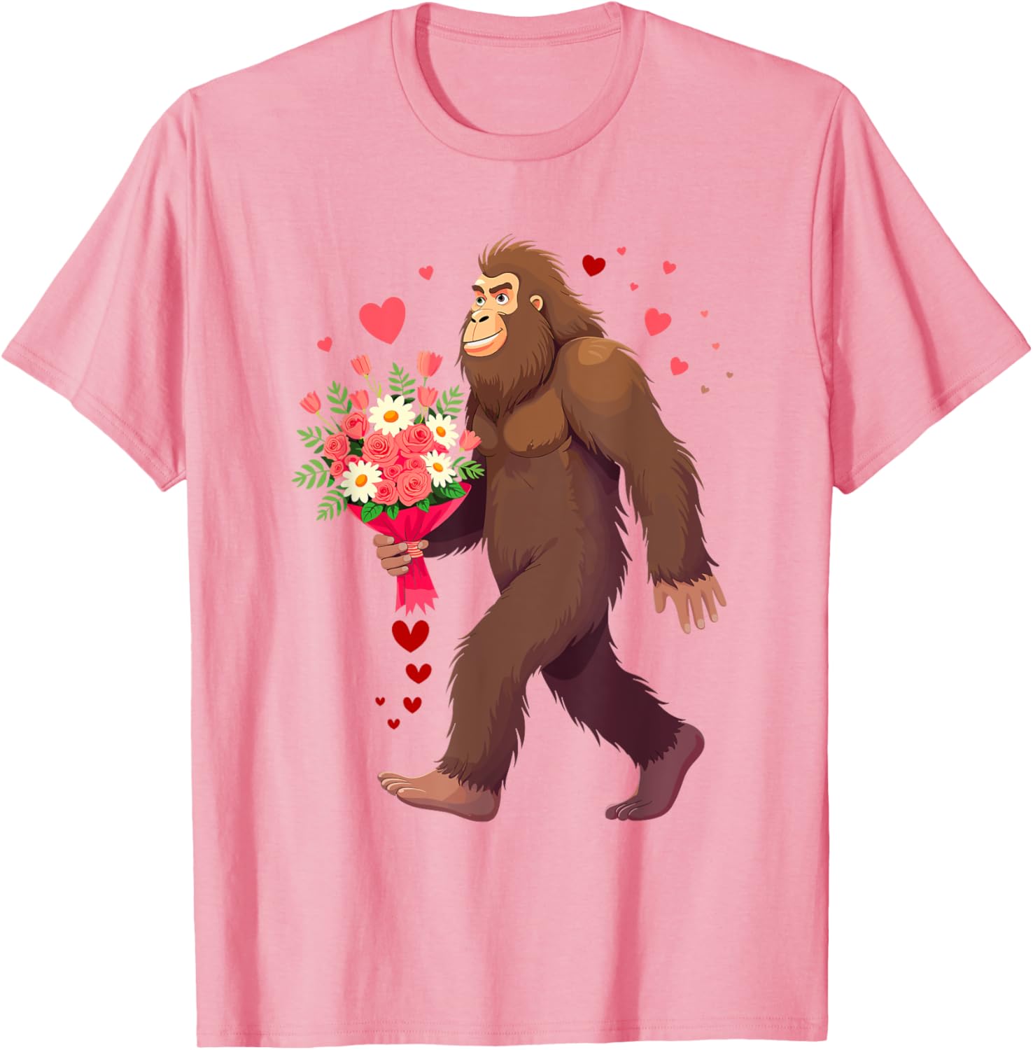 Bigfoot Heart Bouquet T-Shirt for Sasquatch Lovers on Valentine's Day - 24