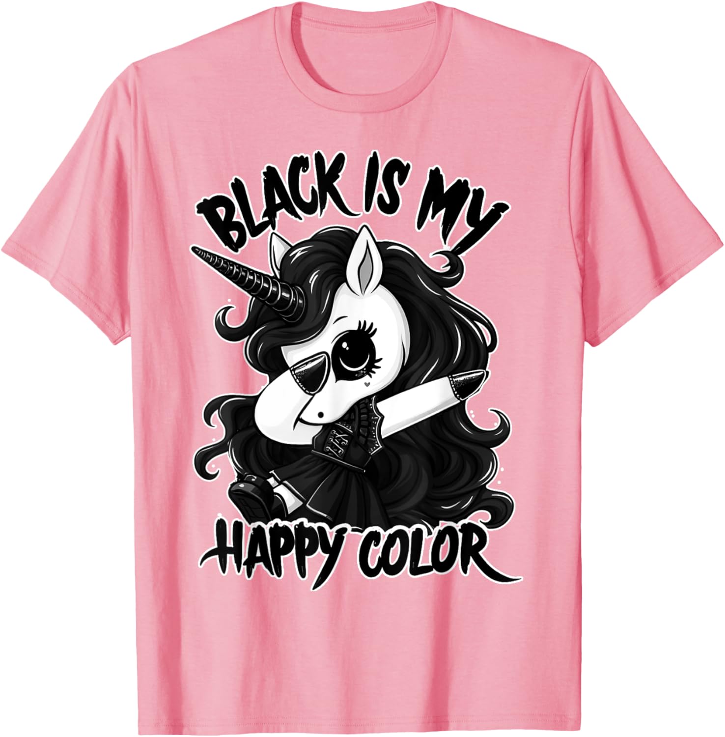 Gothic Unicorn Dabbing T-Shirt - Black is My Lucky Color Tee - 3