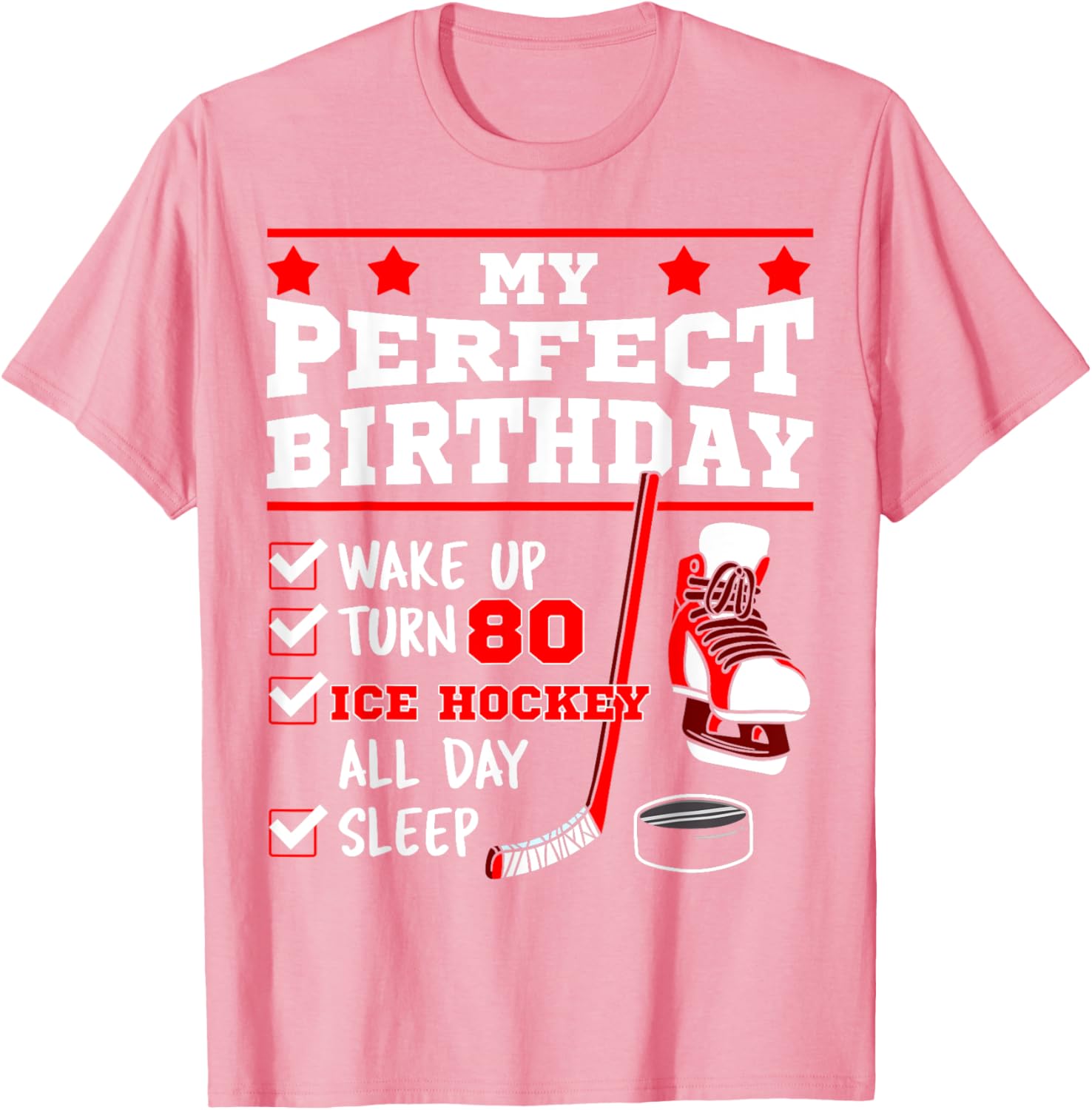 Ice Hockey 80th Birthday Party Puck T-Shirt for Sports Fans - 25