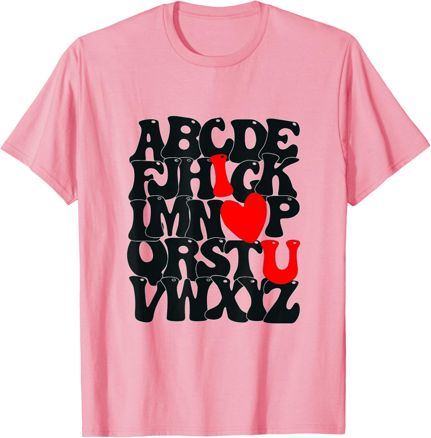 Cute Alphabet ABC I Love You Heart T-Shirt for Valentine's Day Gift - 3
