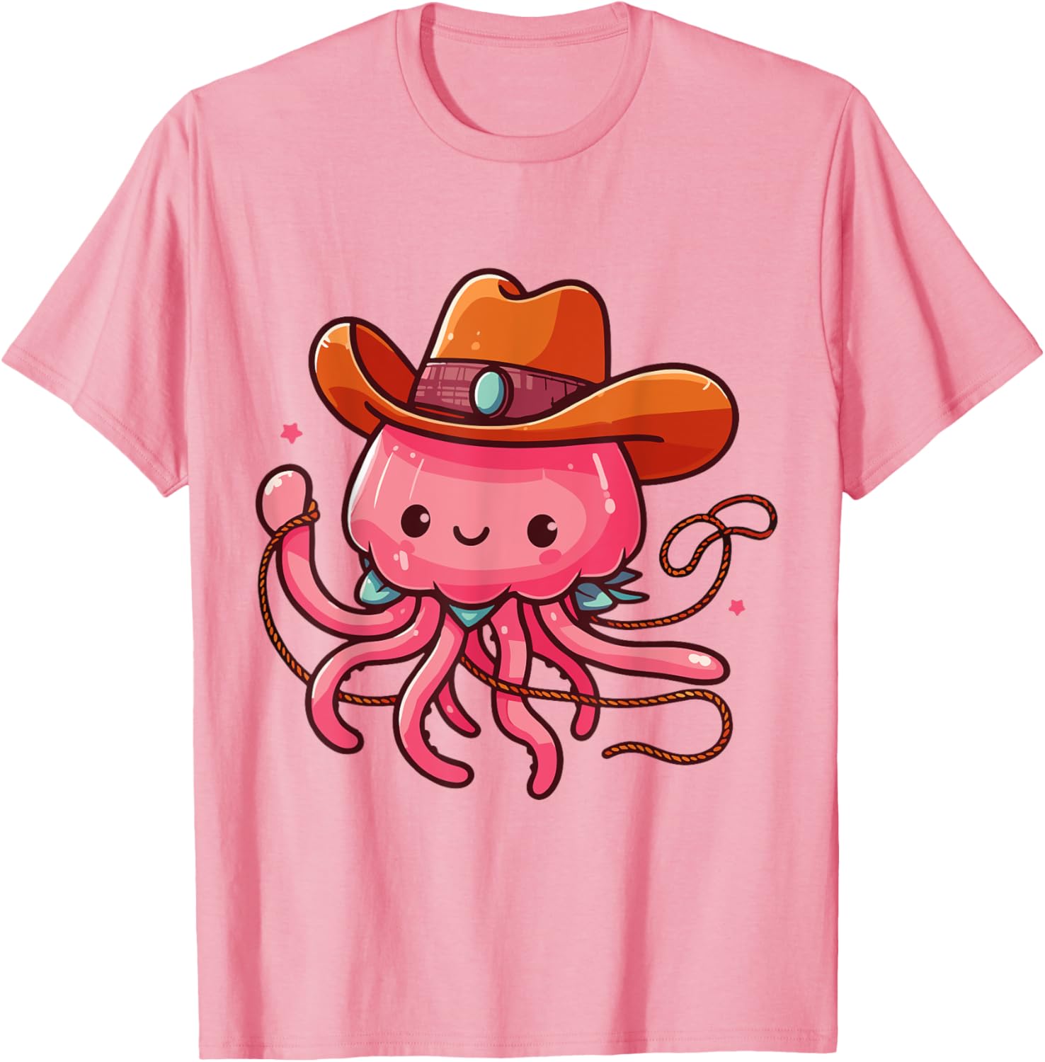 Western Rodeo Cowboy Hat and Jellyfish Texas Animals T-Shirt for Men - 12
