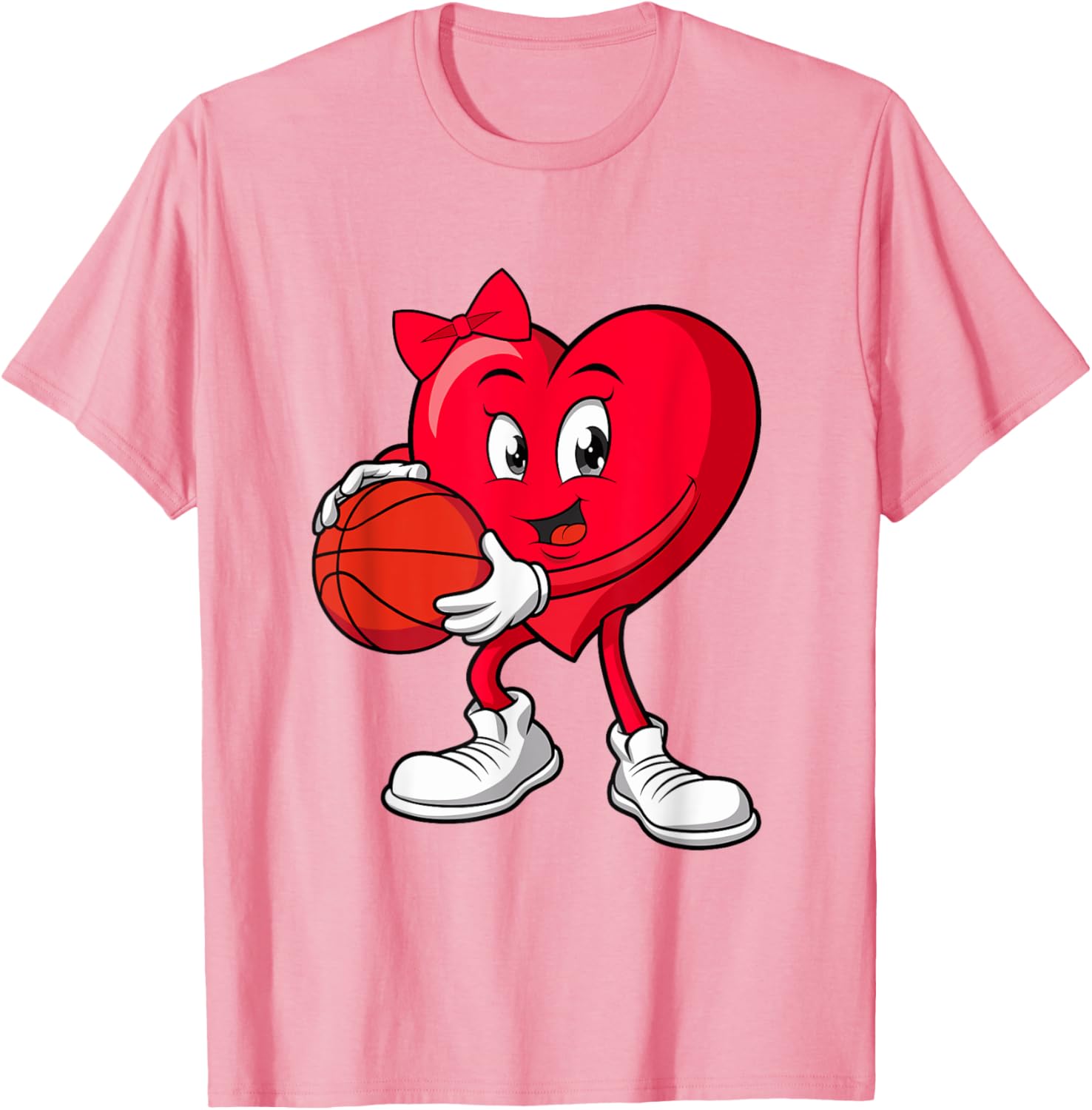 Cute Red Heart Basketball T-Shirt for Girls Perfect for Valentine's Day - 1