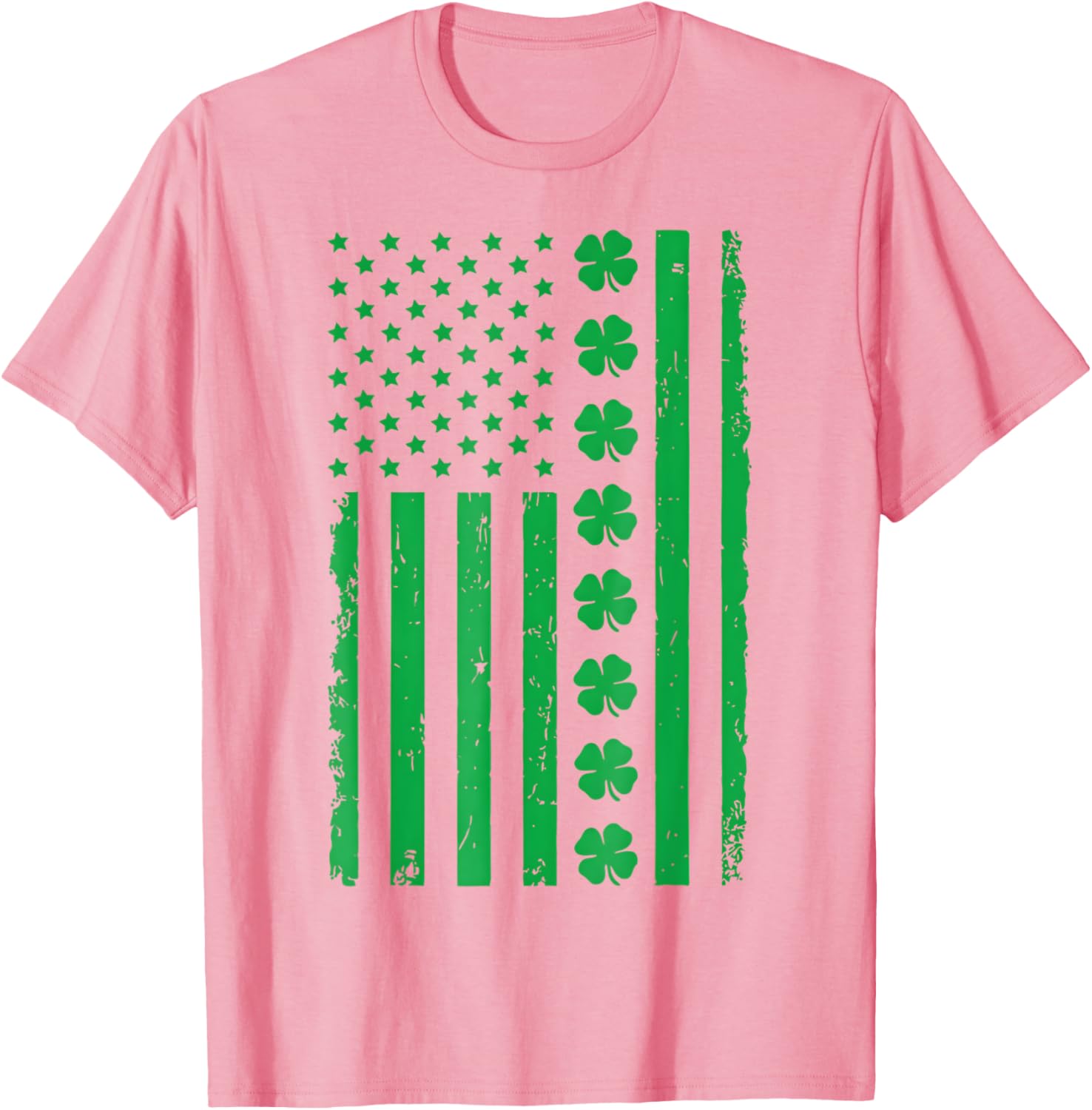 Stunning US American Flag T-Shirt with Shamrocks for St. Patrick's Day - 2