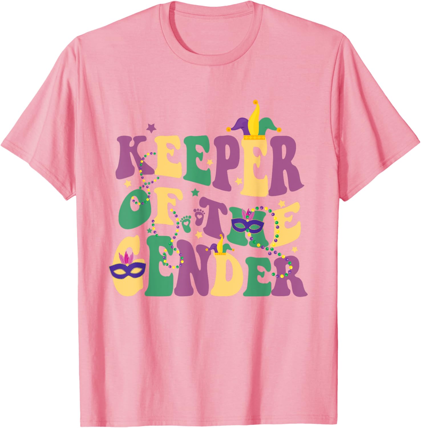 Keeper Of The Gender Reveal Mardi Gras Baby Shower T-Shirt for Fun Celebrations - 21