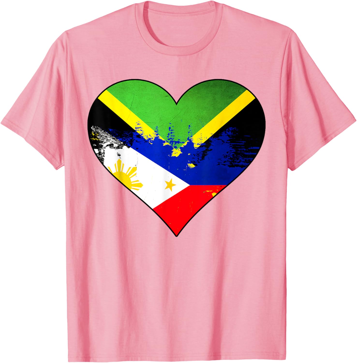 Jamaican Filipino Heritage Flag Heart T-Shirt for Proud Culture Lovers - 10