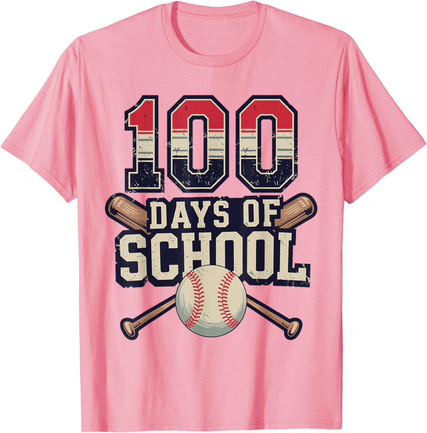 Vintage Baseball Theme 100 Days of School Celebration T-Shirt for Kids - 20