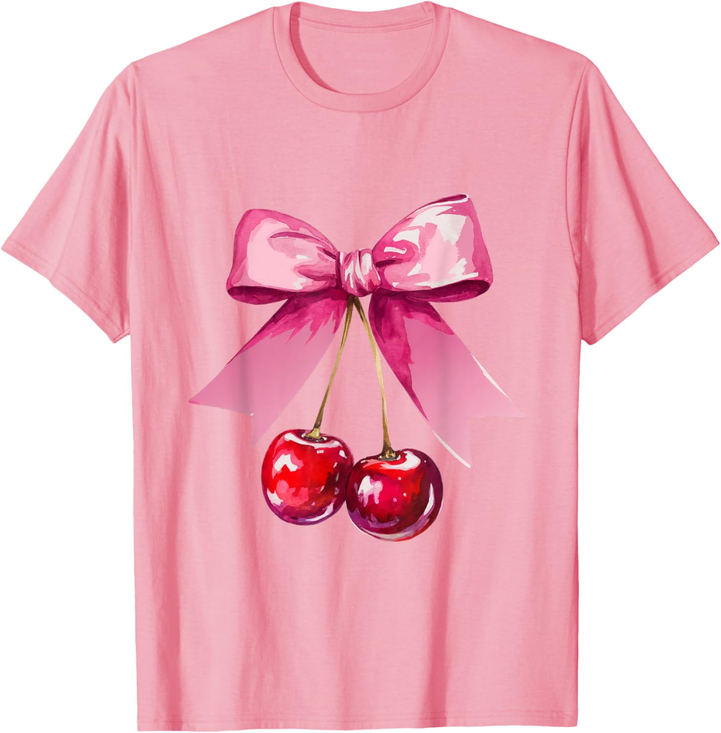 Kawaii Cherry Pink Bow T-Shirt for Cute Valentine's Day Style - 15