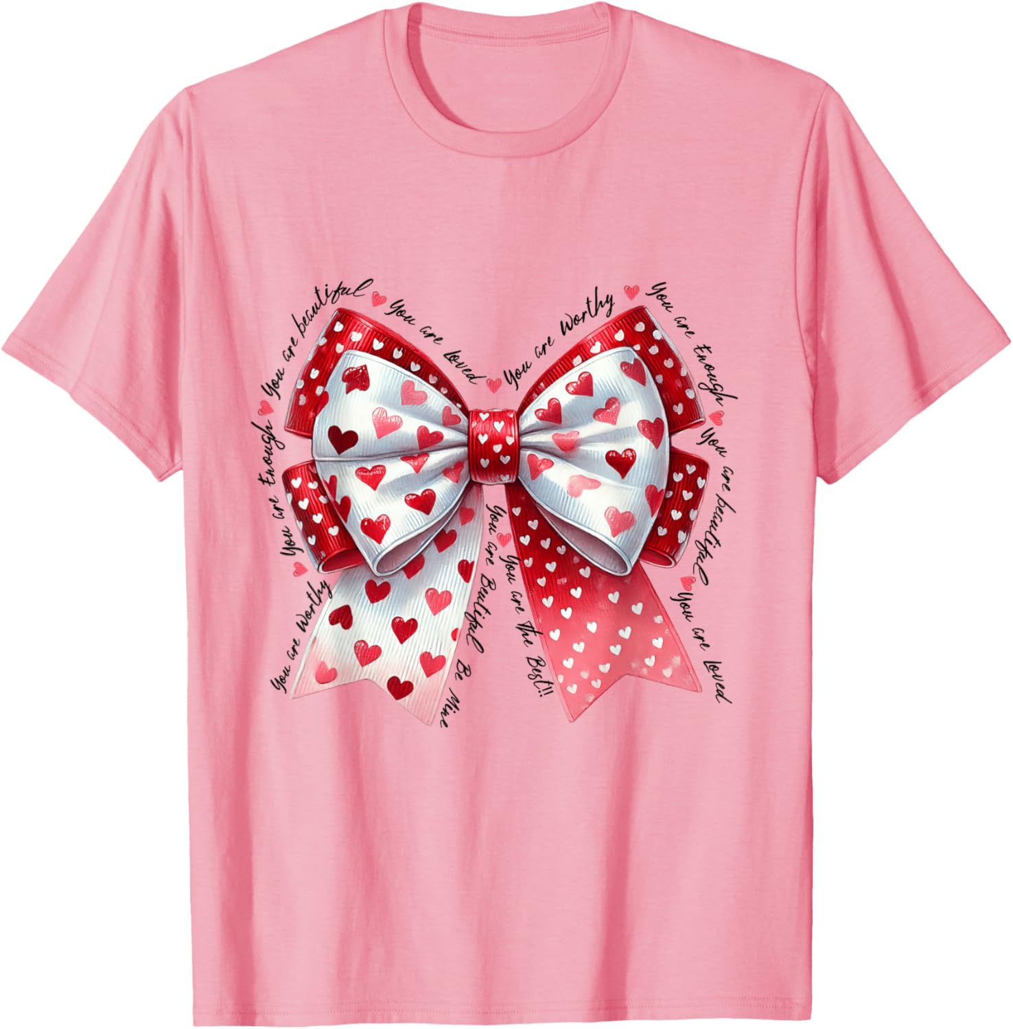 Adorable Cute Coquette Bow Ribbon Valentines Day T-Shirt for Women - 3
