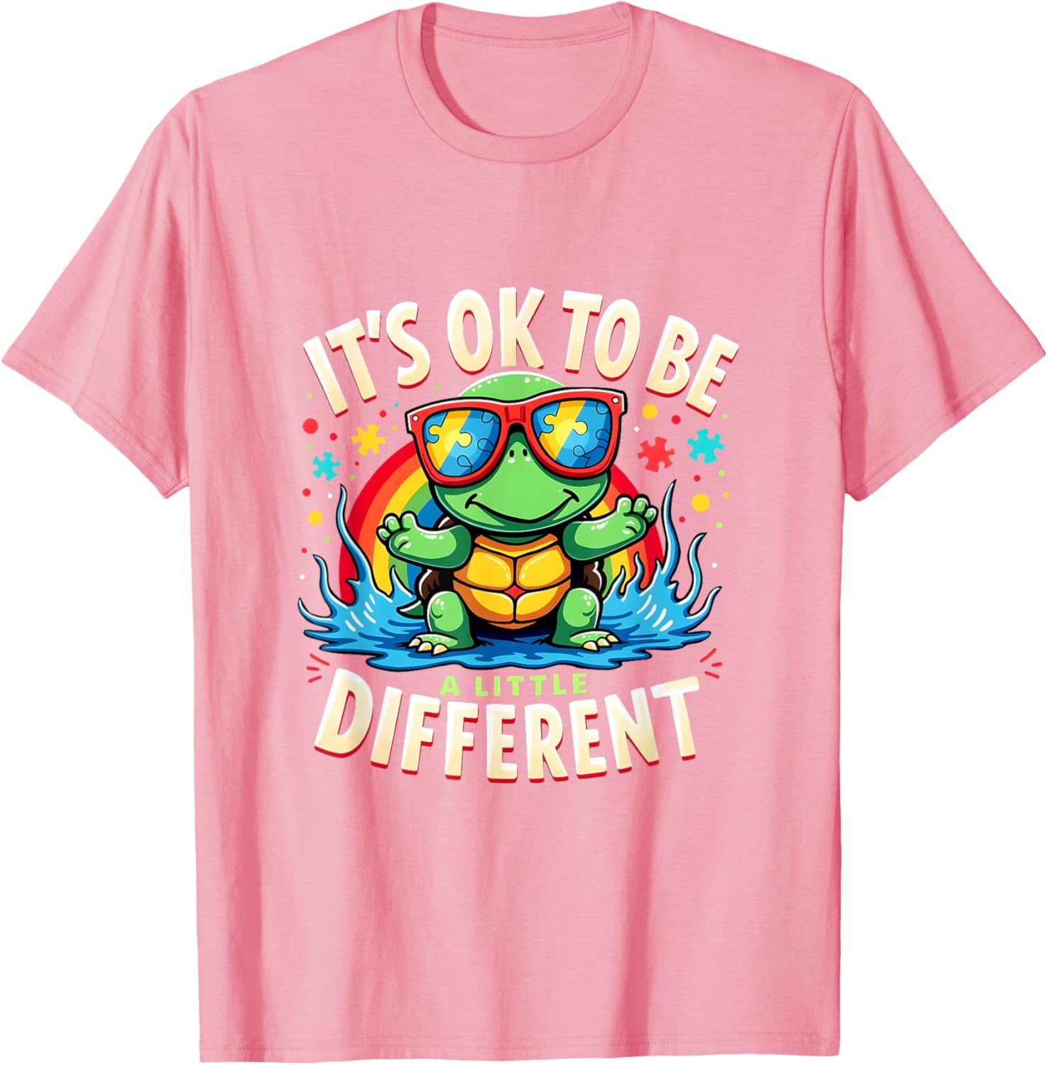 Cute Turtle Autism Awareness T-Shirt It's Ok To Be A Little Different - 16