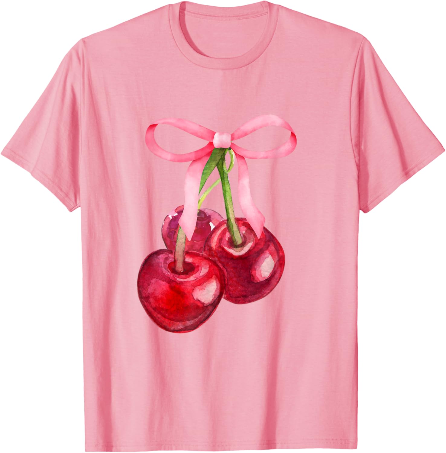Coquette Red Cherry Pink Bows Preppy Girls T-Shirt for Stylish Kids - 3