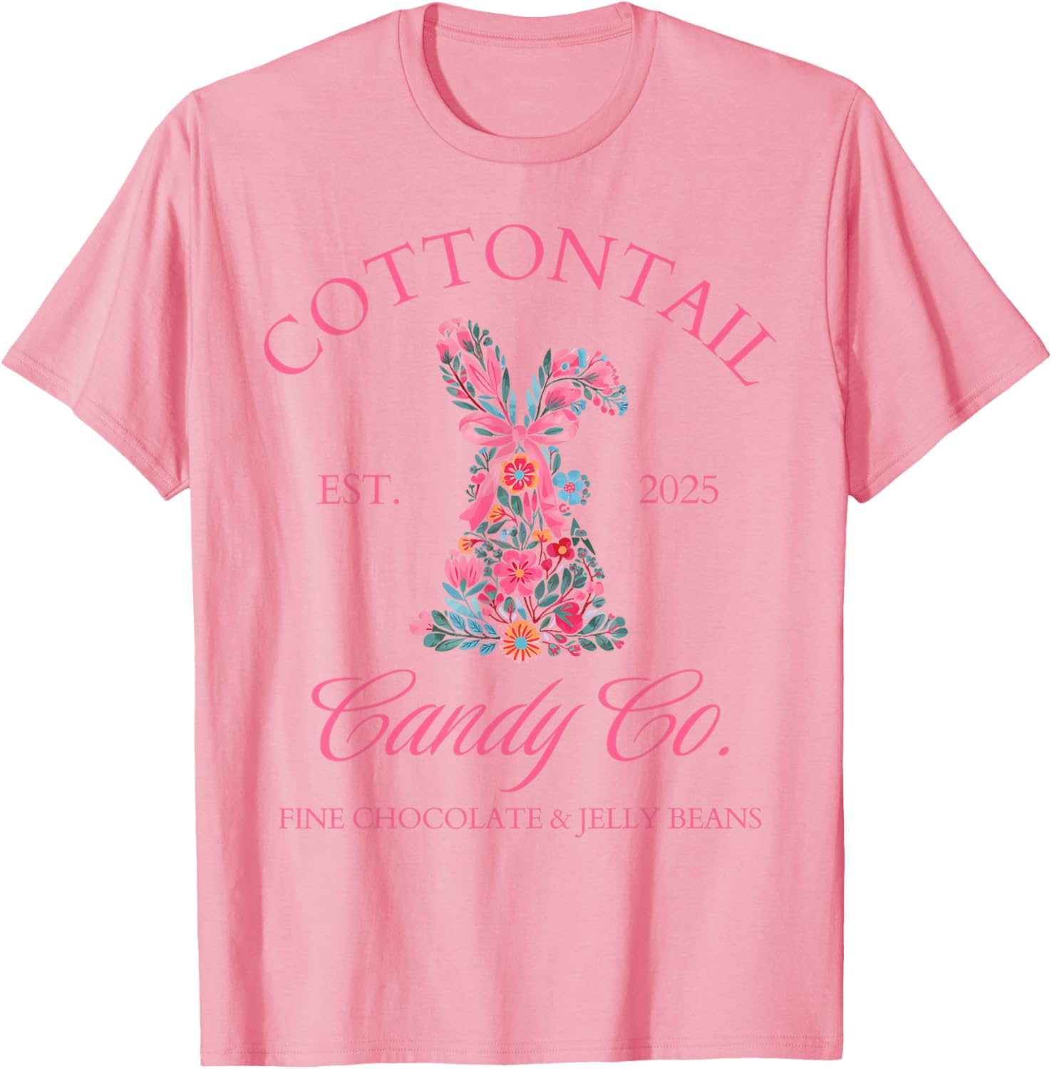 Easter Bunny Floral Coquette Bow T-Shirt for Girls and Women - 8