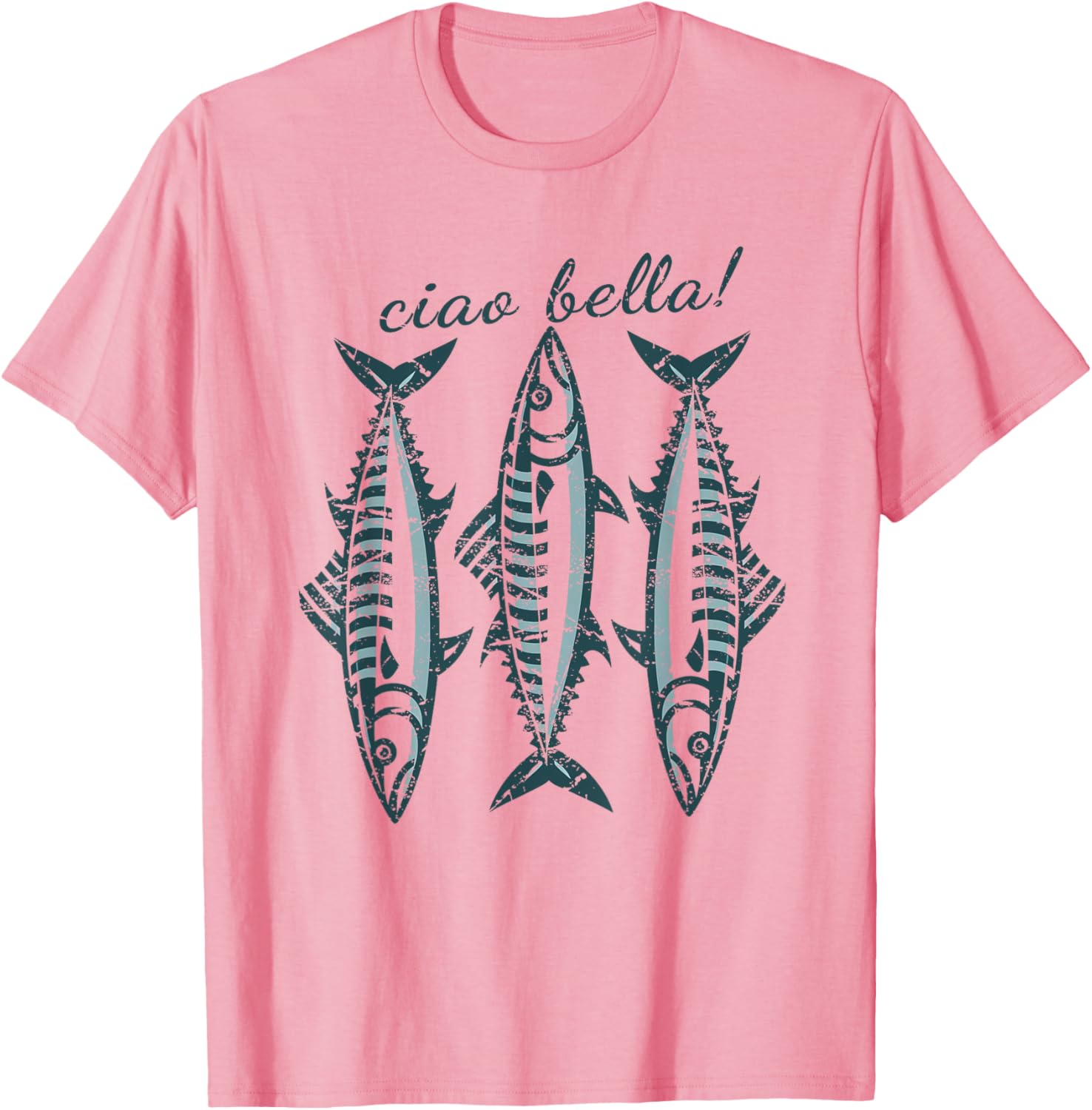 Coastal Italian Fisherman T-Shirt featuring Sardines and Mackerel Design - 9
