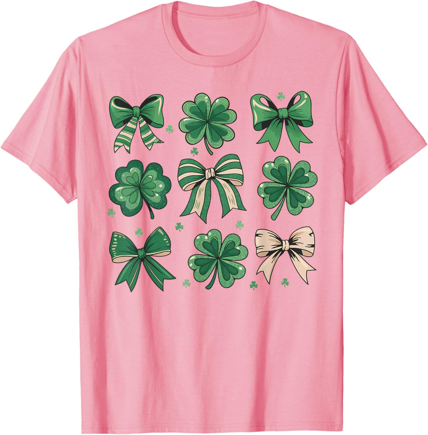 Cute Retro St Patricks Day Shamrock Bow T-Shirt for Festive Fun - 26