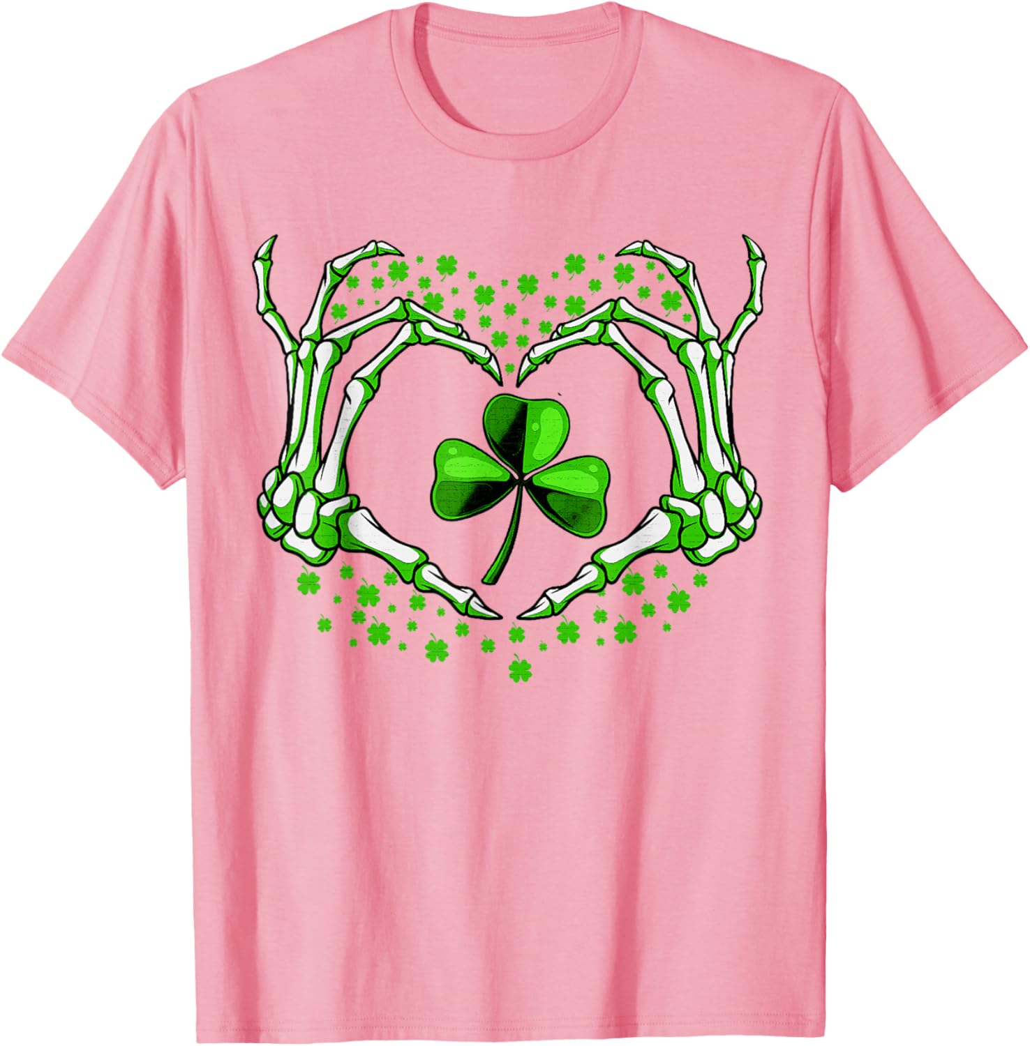 Skeleton Hand Heart Shamrock St Patricks Day T-Shirt for Festive Fun - 25