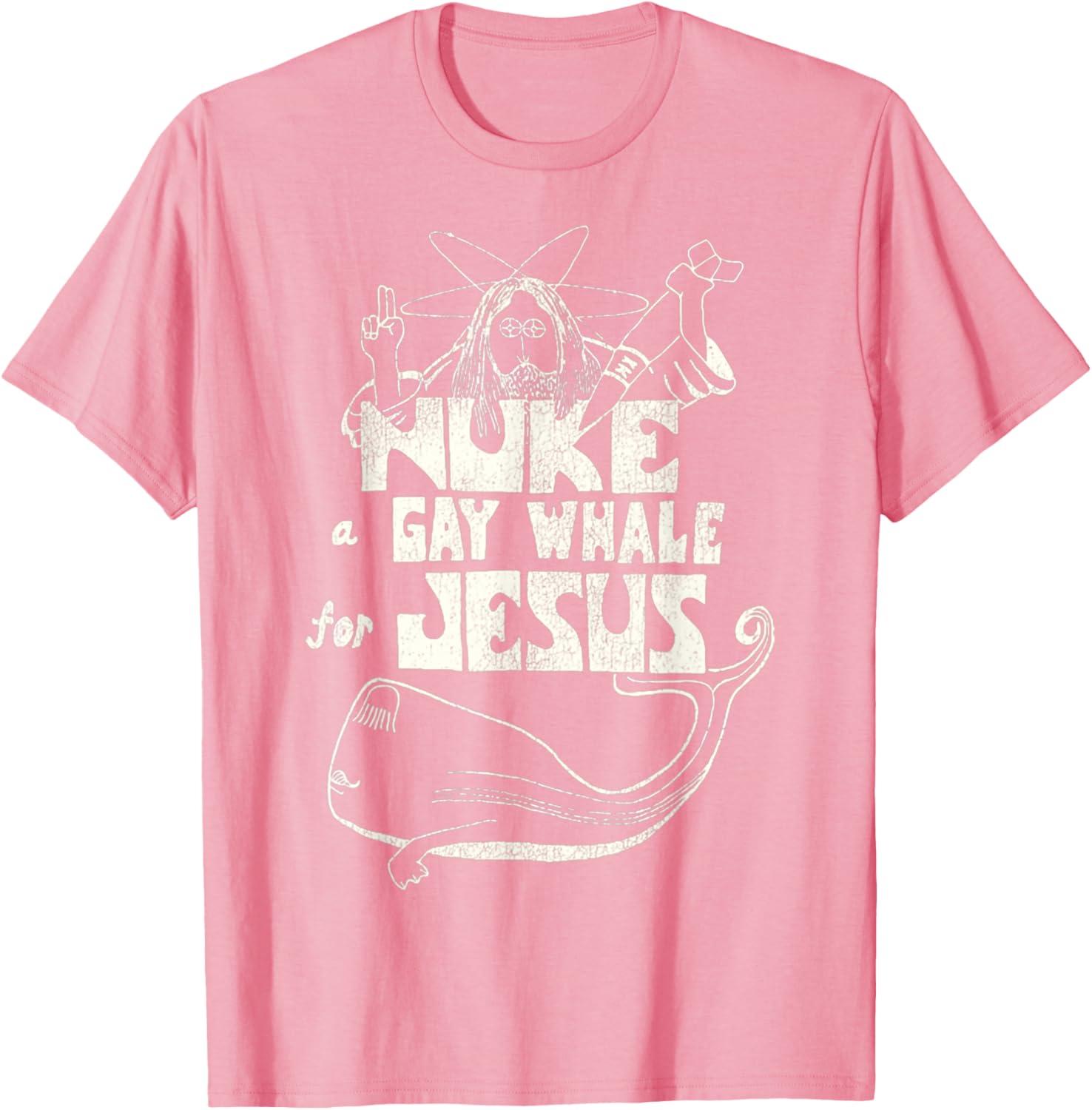 Funny Vintage 80s Nuke a Gay Whale For Jesus T-Shirt for Social Advocacy - 15