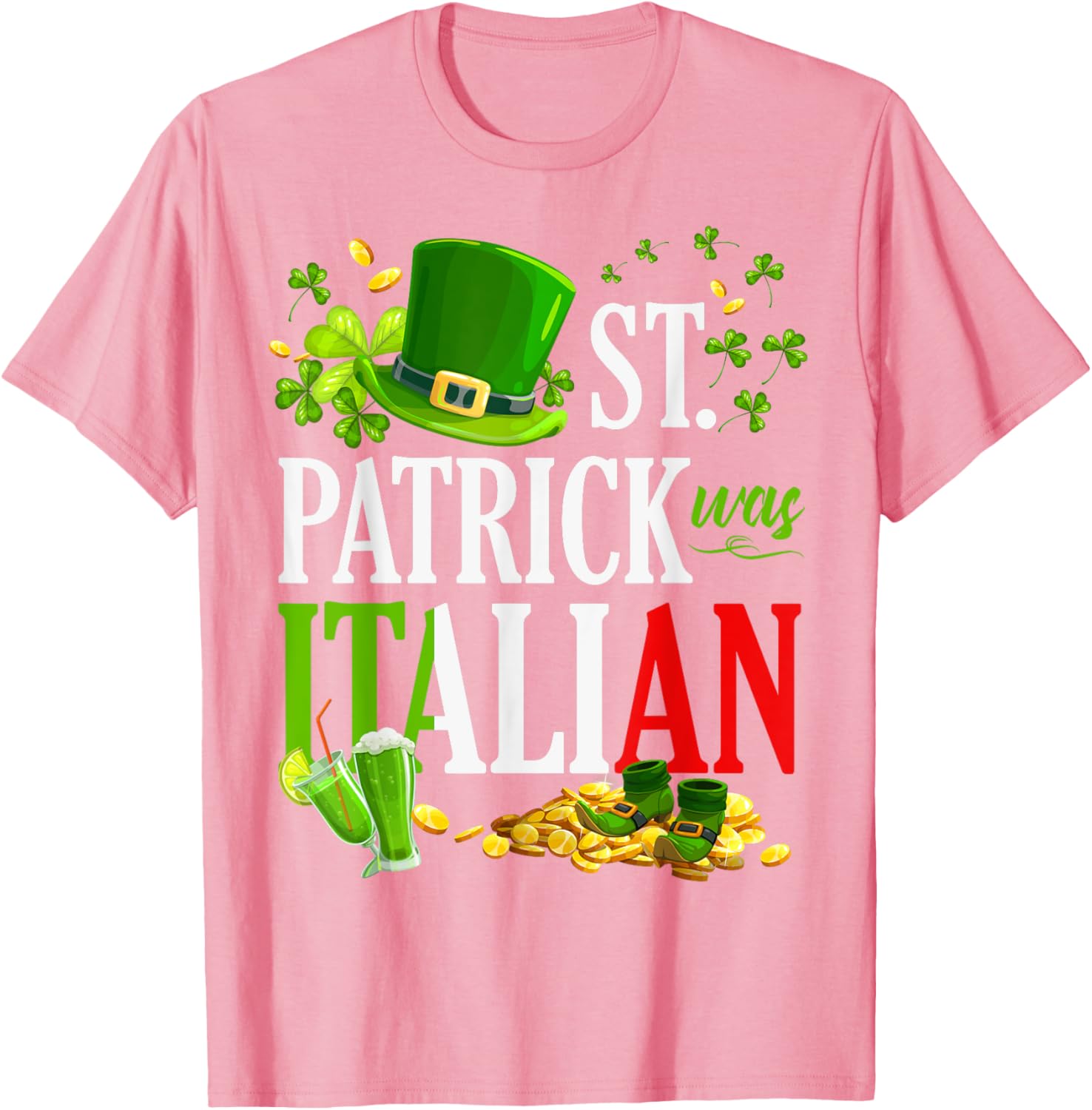 Vintage St Patrick Was Italian Clover Graphic T-Shirt for St Patricks Day - 5