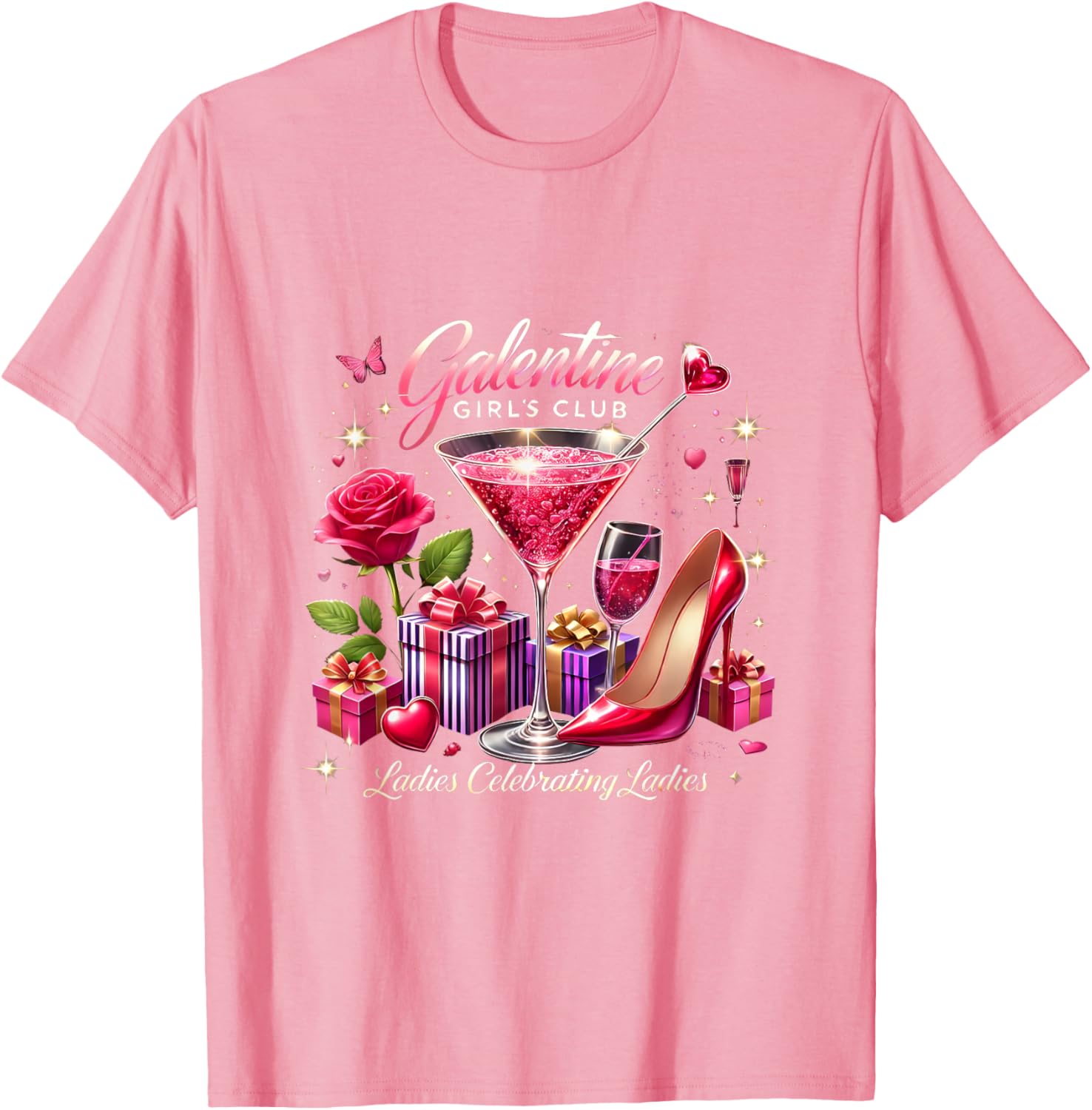 Galentine's Celebration Martini Glass T-Shirt for Fun Girls Night Out - 4