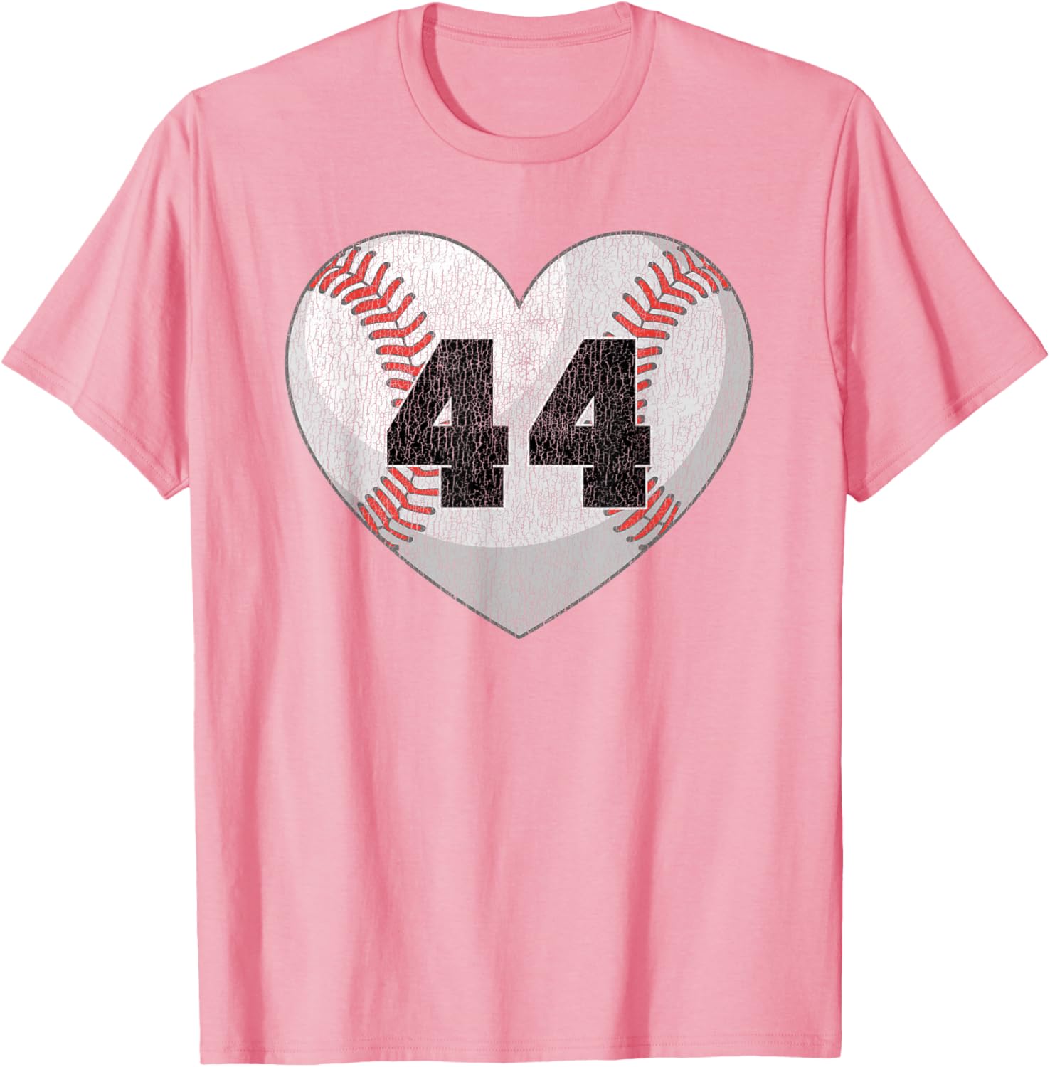 Cute Baseball Number 44 Distressed Heart T-Shirt for Baseball Moms - 22
