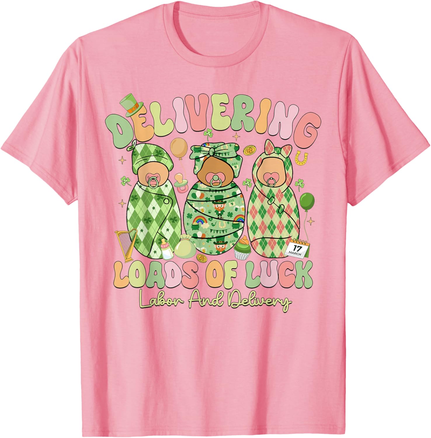 Lucky St Patricks Day Labor and Delivery T-Shirt for Moms to Be - 1