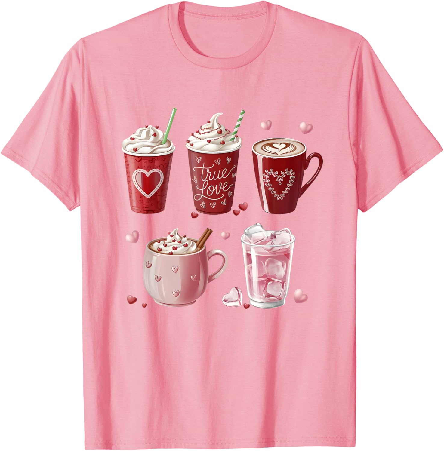Coffee Lover Valentine T-Shirt Cute Coffee Cups Design for Him or Her - 24