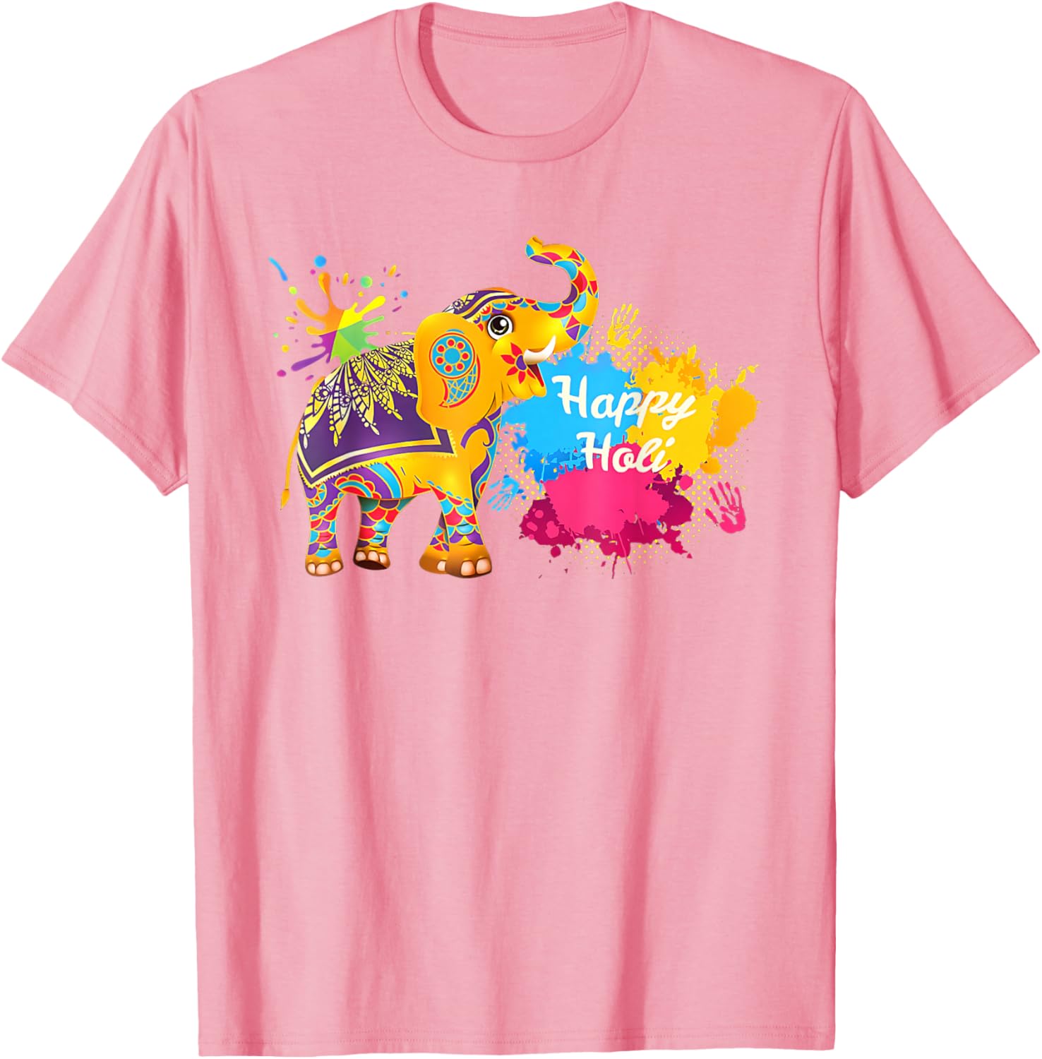 Happy Holi Elephant T-Shirt for Men, Women, and Kids - Colorful India Apparel - 21