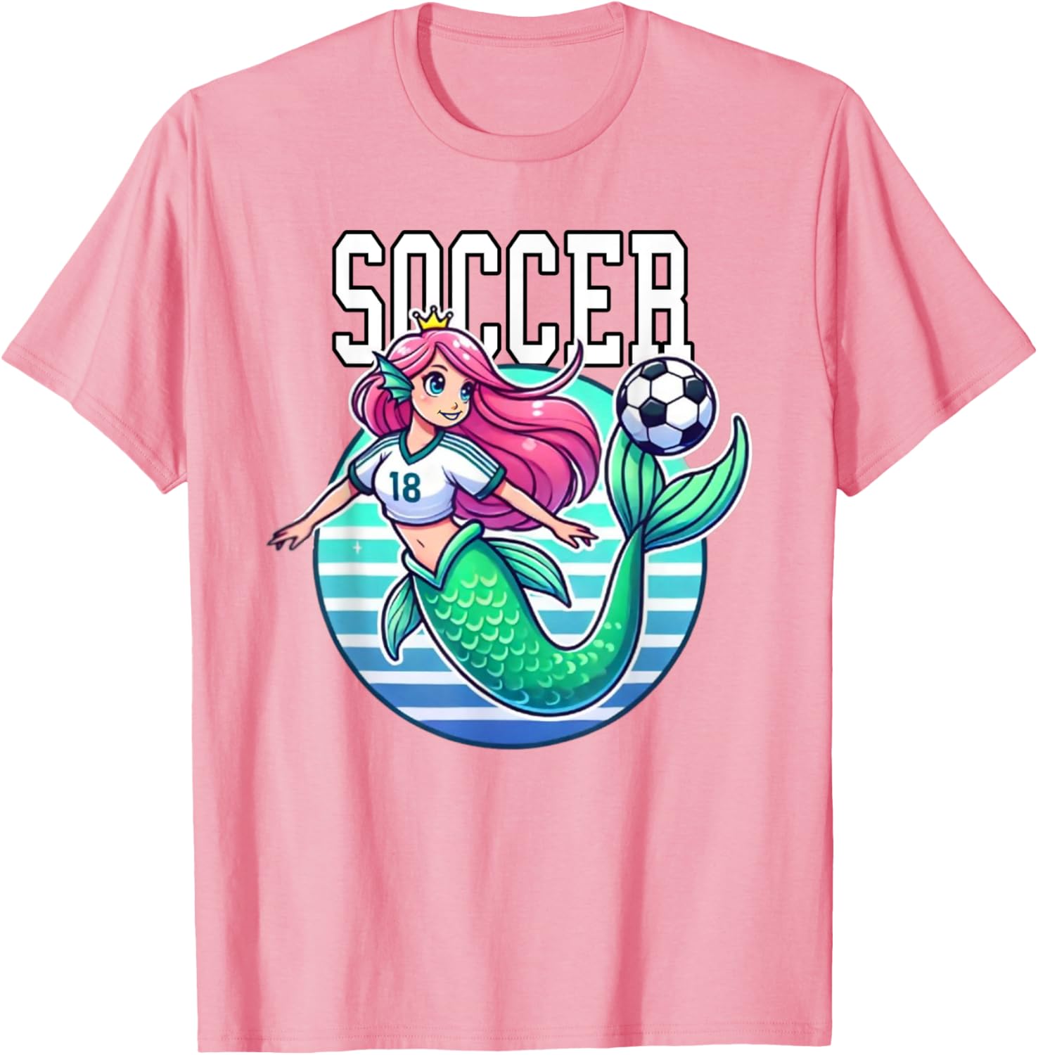 Soccer Mermaid Playing Soccer T-Shirt for Fans of Fun Sports Apparel - 5