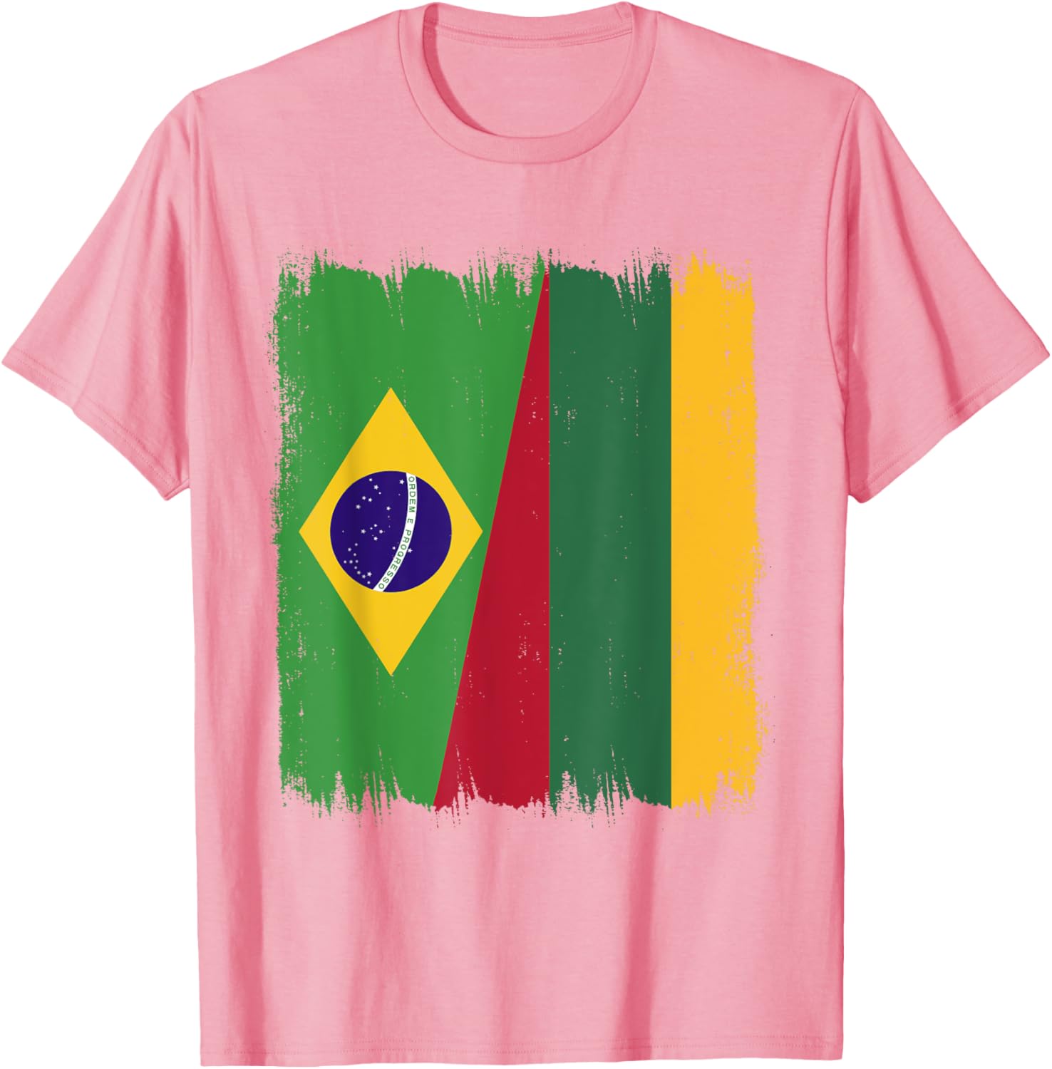 Brazil Lithuania Half Flag Roots T-Shirt for Proud Brazilian Lithuanians - 22